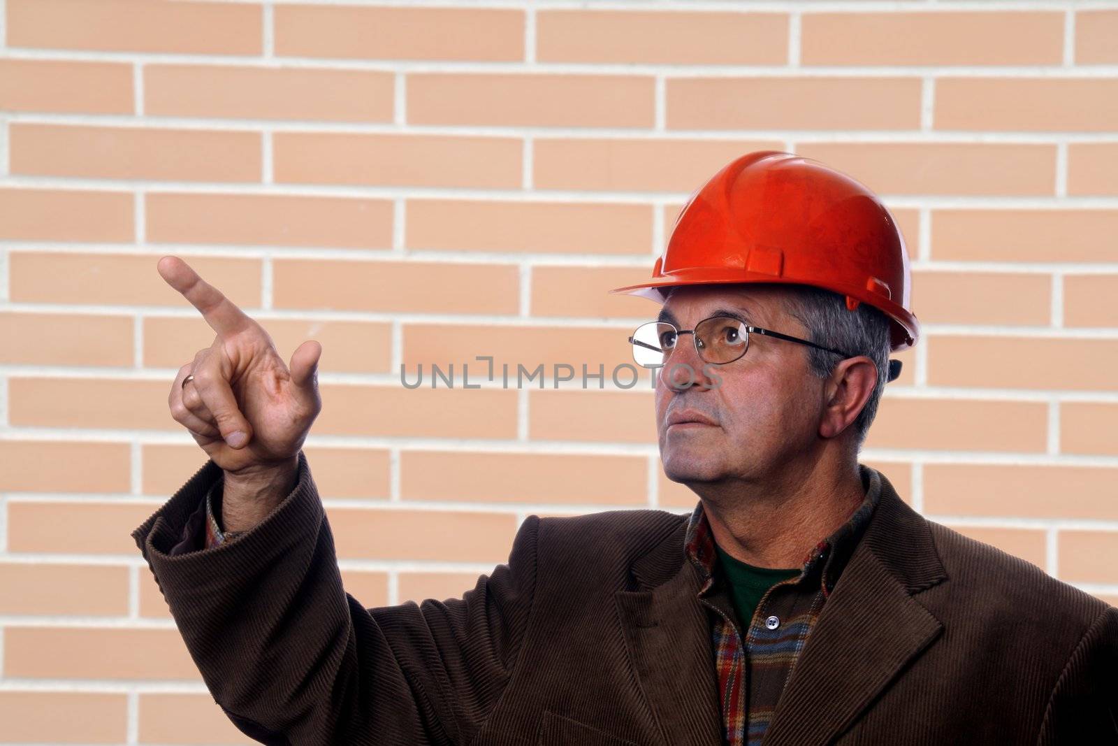 beautiful architect over white background