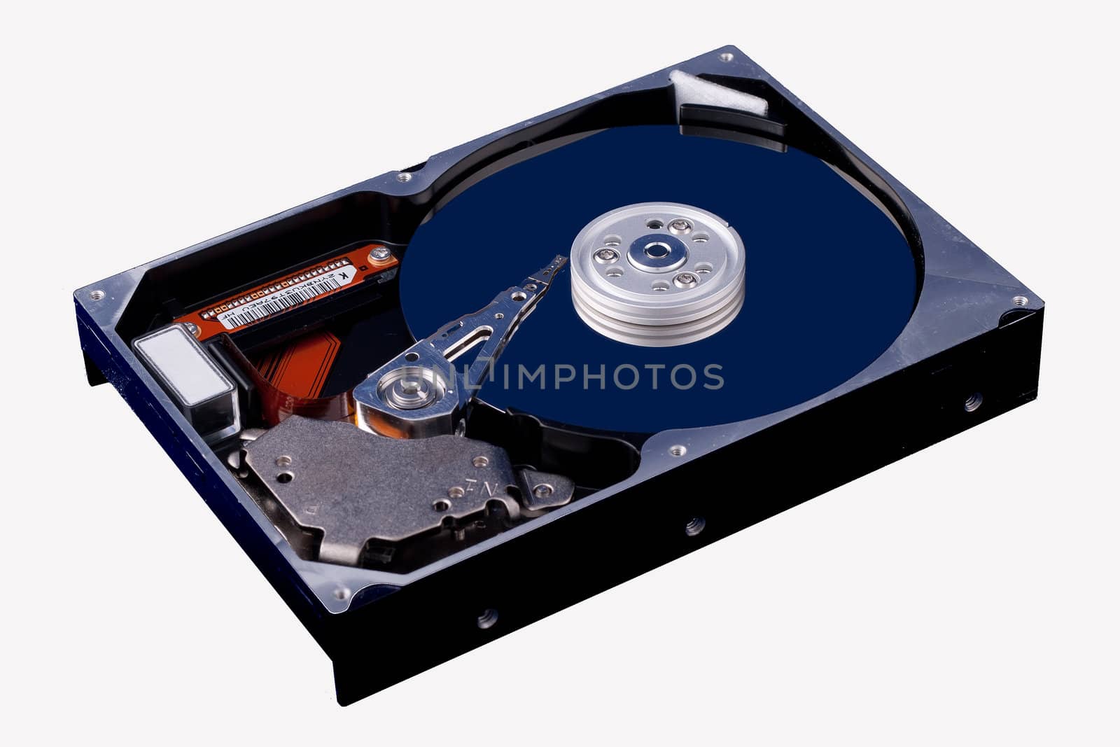 A open HDD Harddisk Drive. Isolated on white background