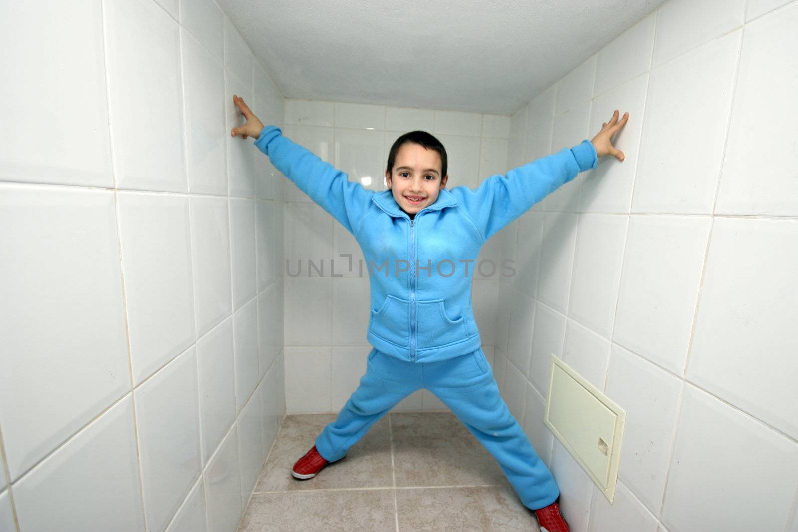 child trapped in a corner