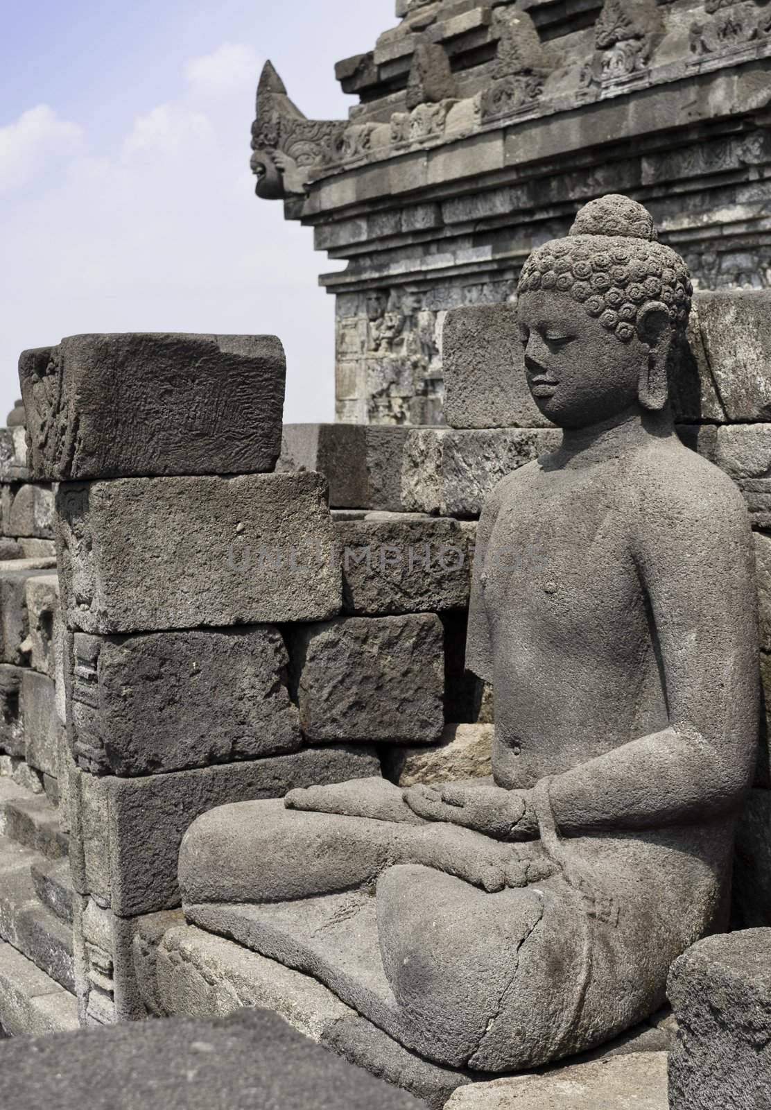 Buddha in Borobudur unesco heritage site, Java, Indonesia