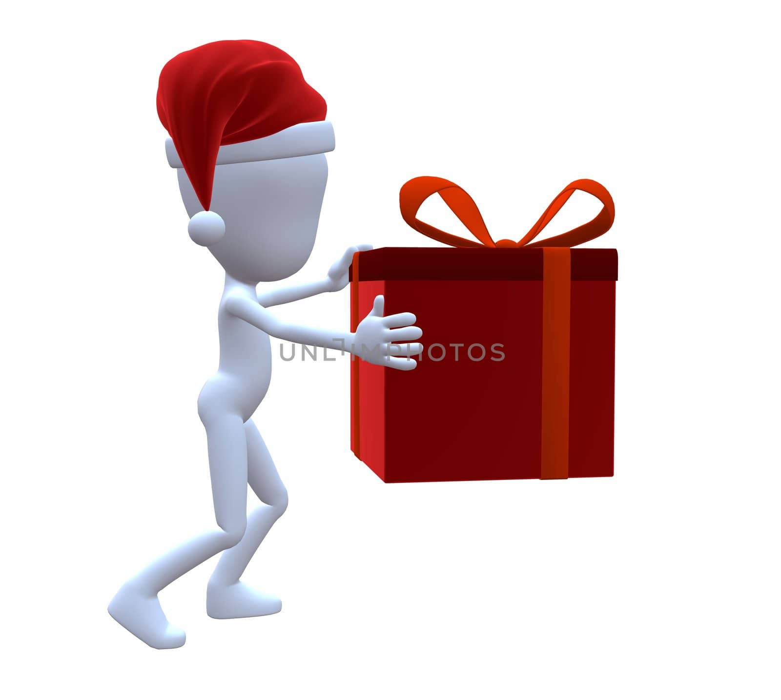 3D Christmas Guy Holding A Christmas Gift by kathygold
