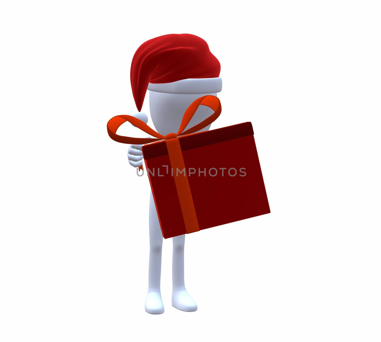 3D Christmas Guy Holding A Christmas Gift by kathygold