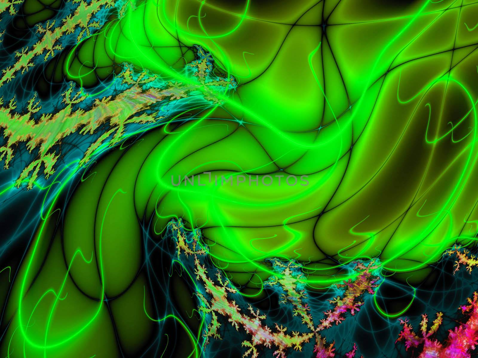 Computer generated abstract coloured fractal background illustration
