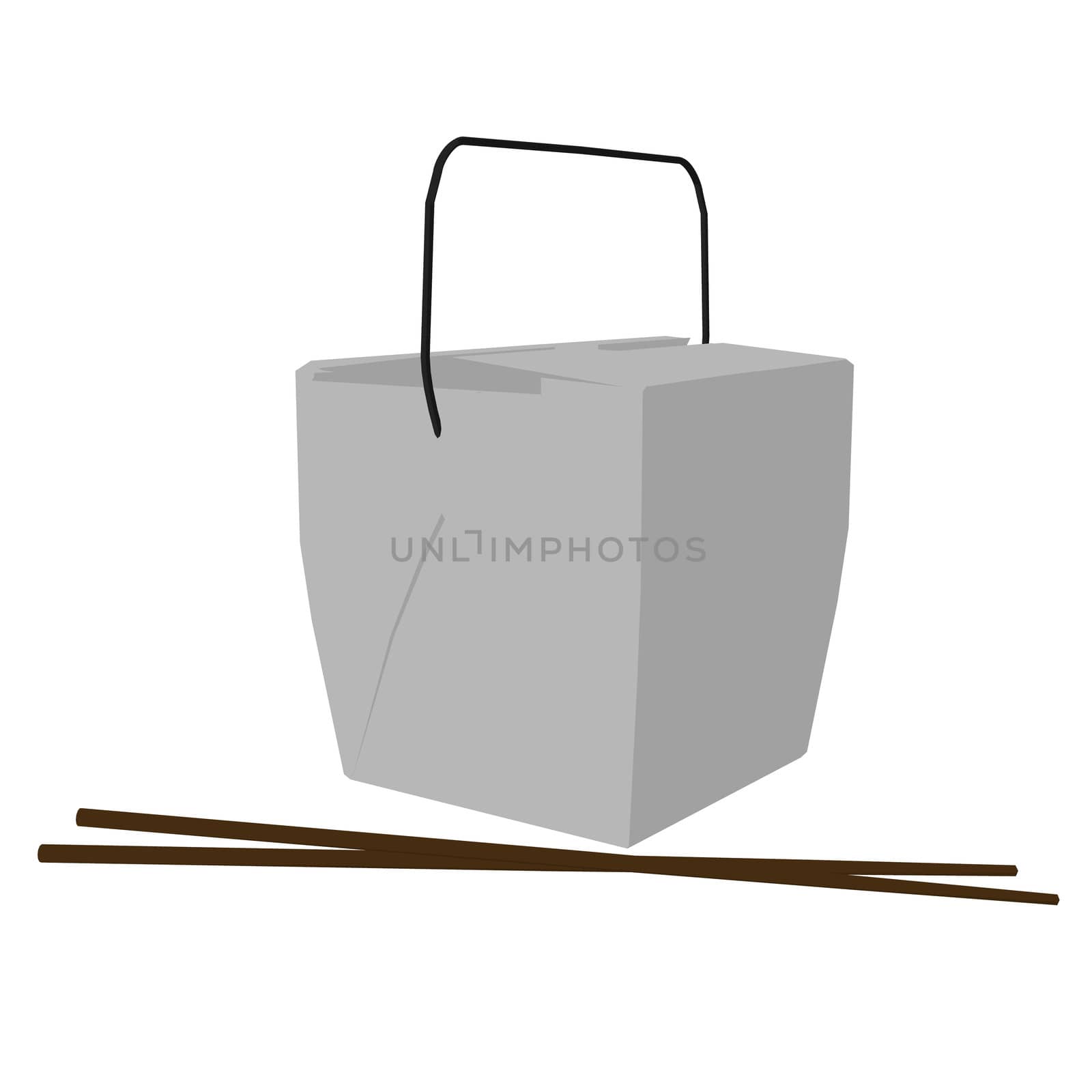 Takout Container and Chopsticks Illustration on a white background