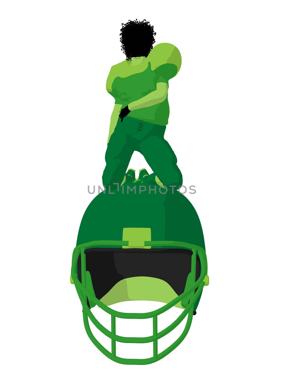 African american female football player art illustration silhouette on a white background