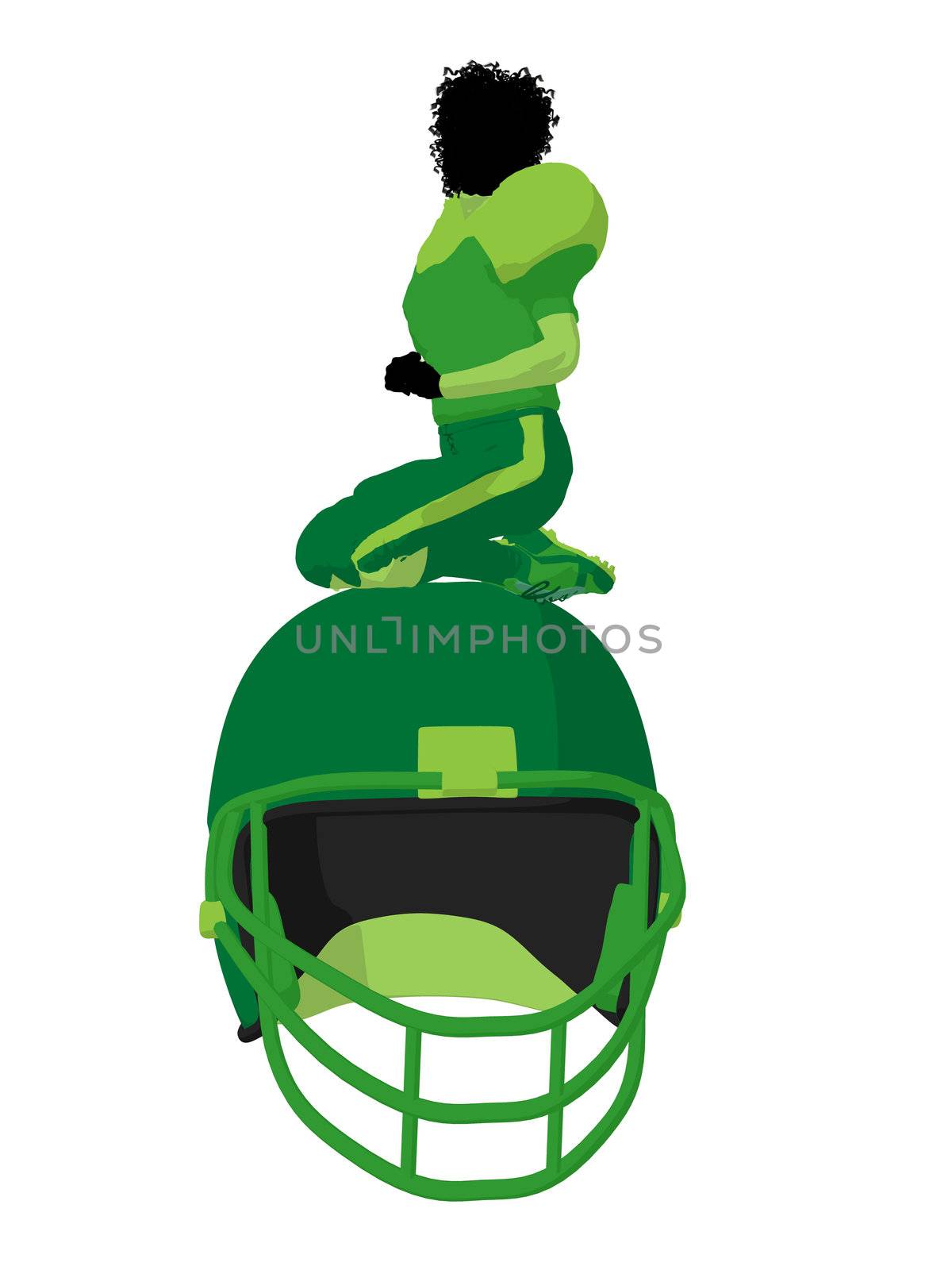 African american female football player art illustration silhouette on a white background