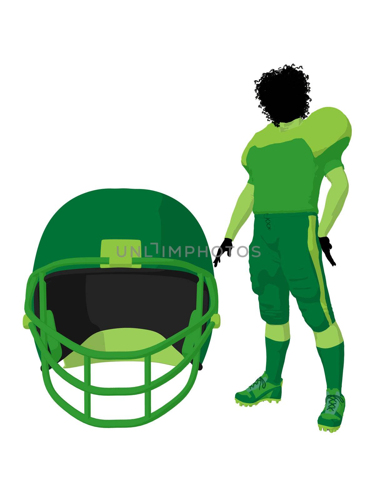 African American Female Football Player Illustration Silhouette by kathygold