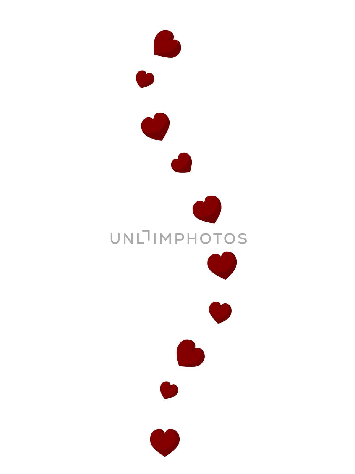 Hearts on a white background