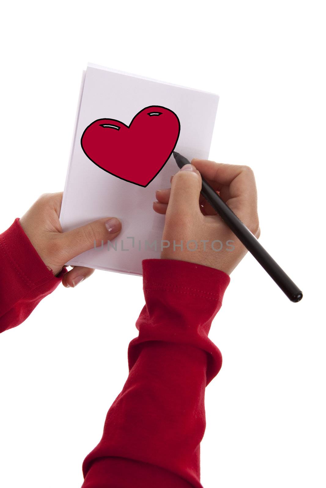 young woman drawing valentine love heart by mlopes