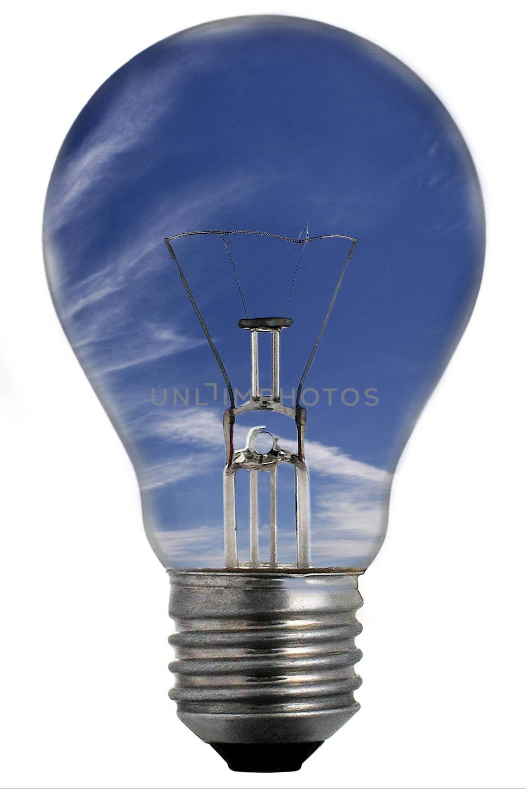 bulb with sky inside isolated on white background by mlopes