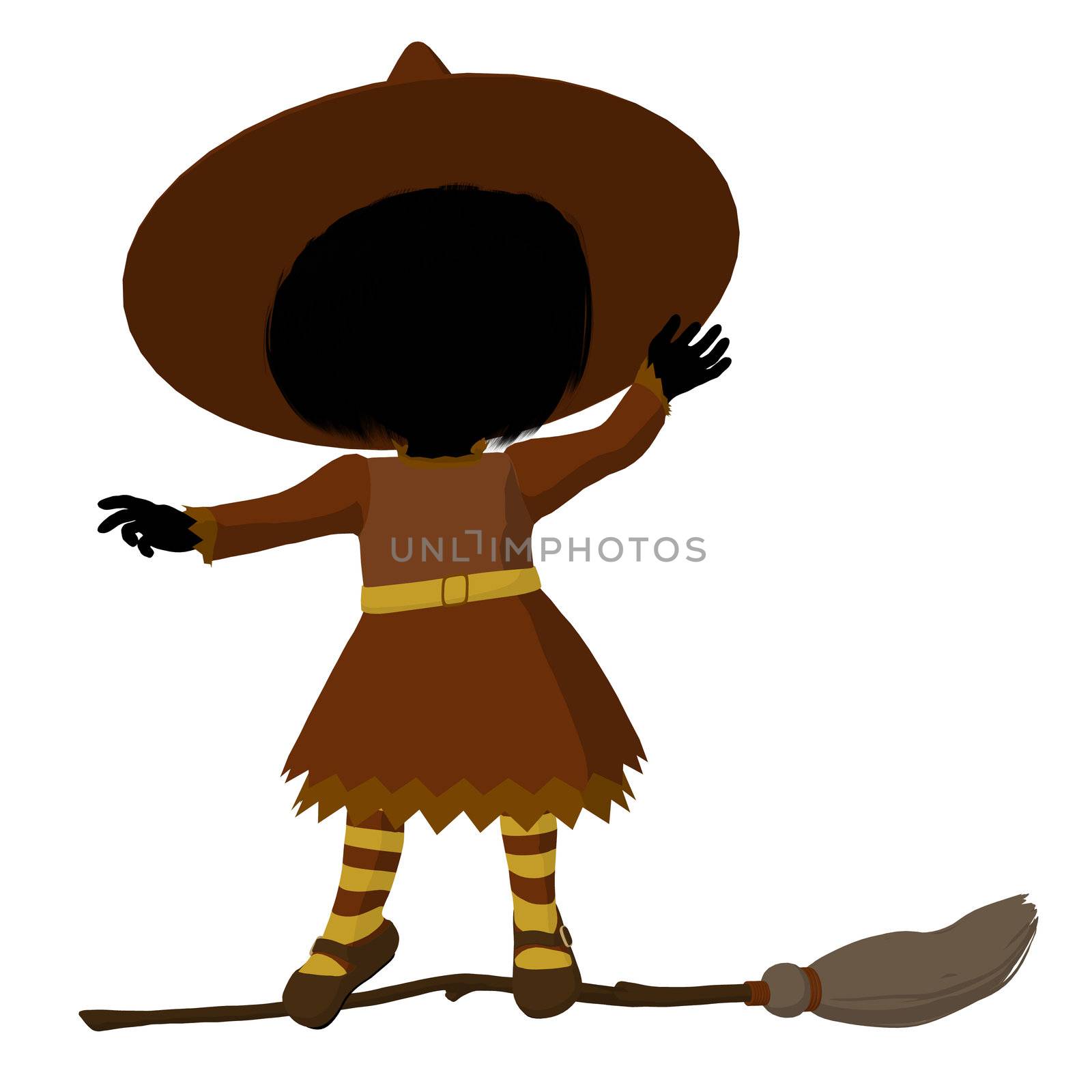 Little witch illustration silhouette on a white background