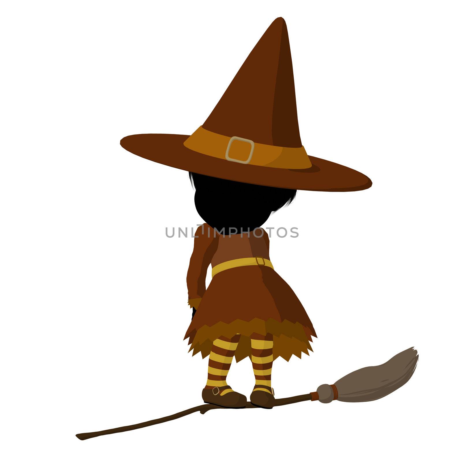 Little witch illustration silhouette on a white background