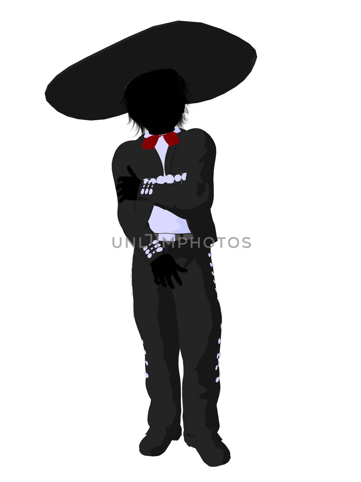 Mariachi boy illustration silhouette illustration on a white background