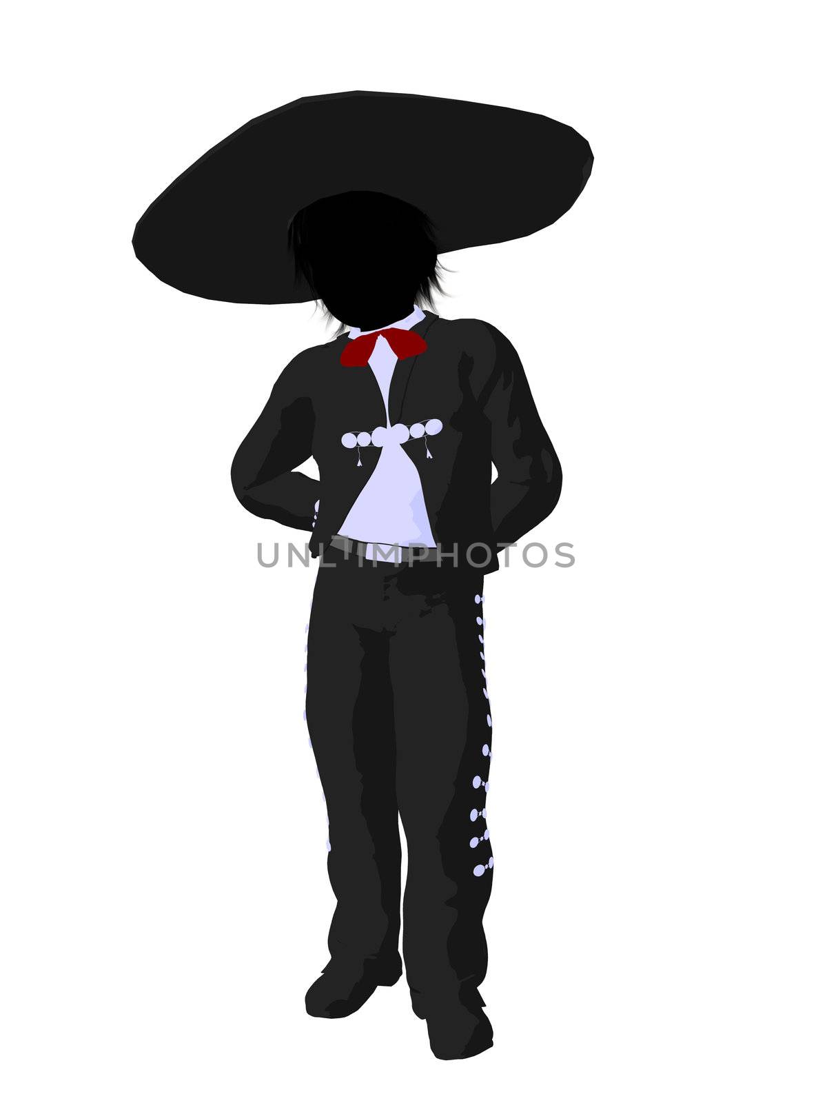 Mariachi boy illustration silhouette illustration on a white background