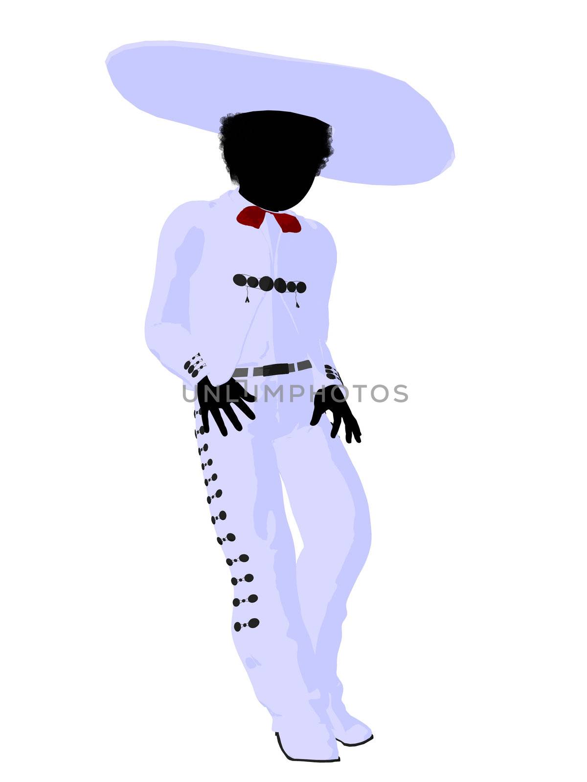 African american  mariachi boy illustration silhouette illustration on a white background