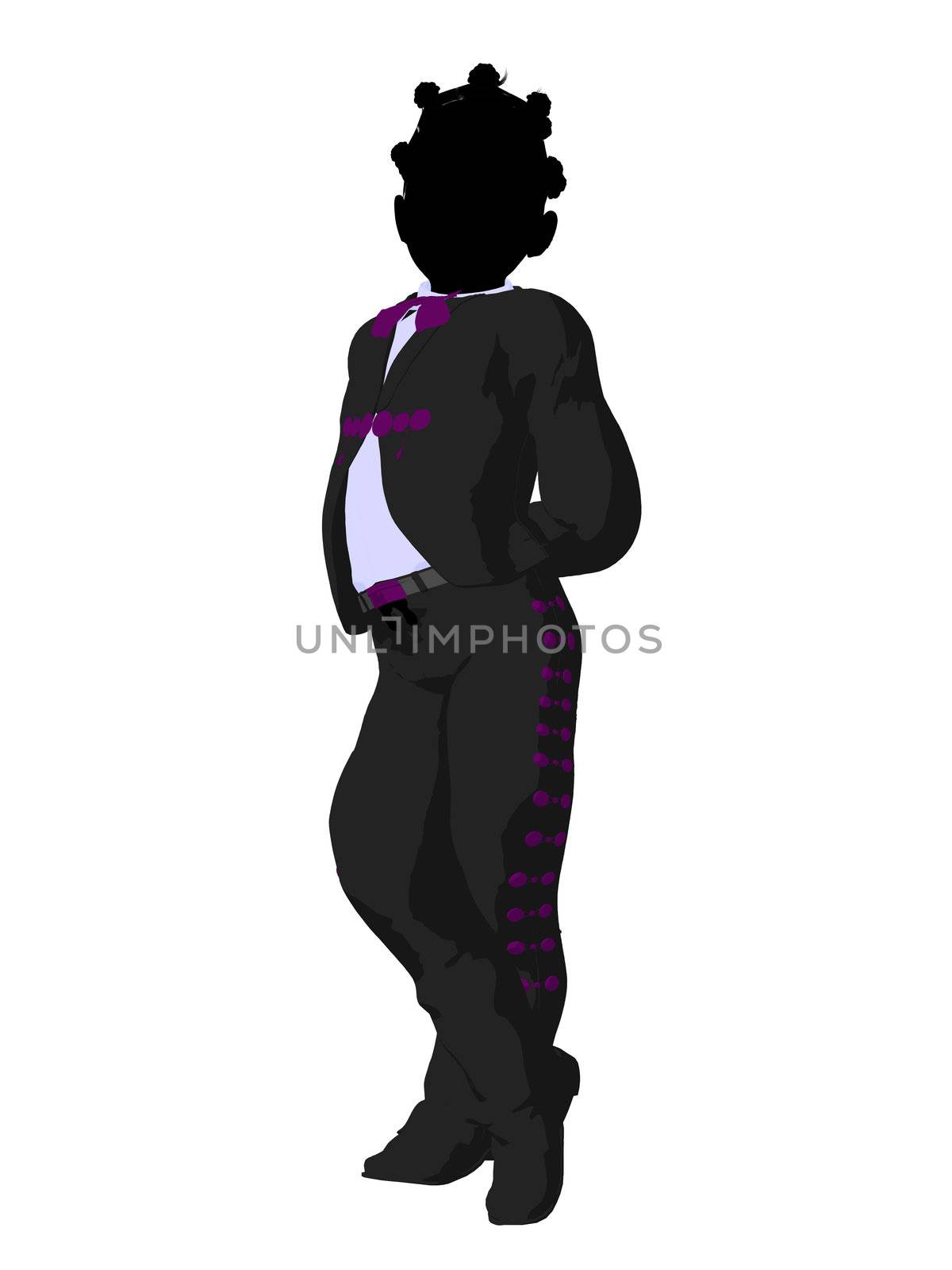 African american girl mariachi illustration silhouette illustration on a white background