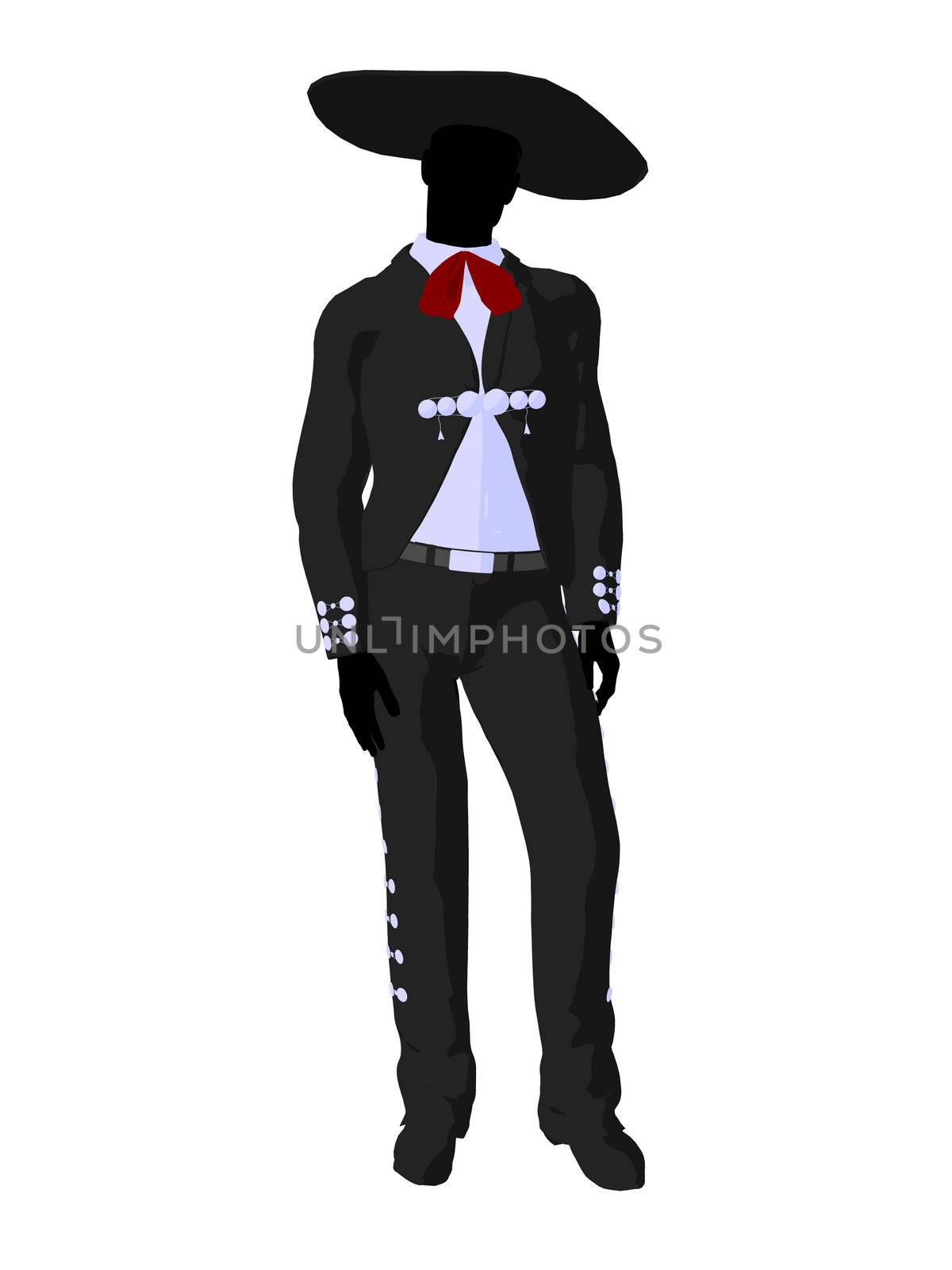 Male mariachi illustration silhouette illustration on a white background