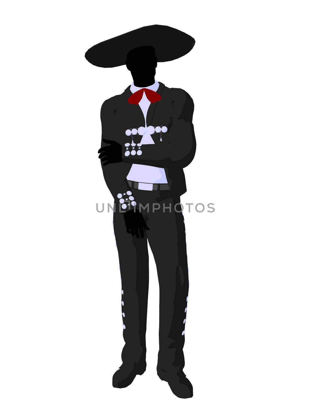 Male mariachi illustration silhouette illustration on a white background