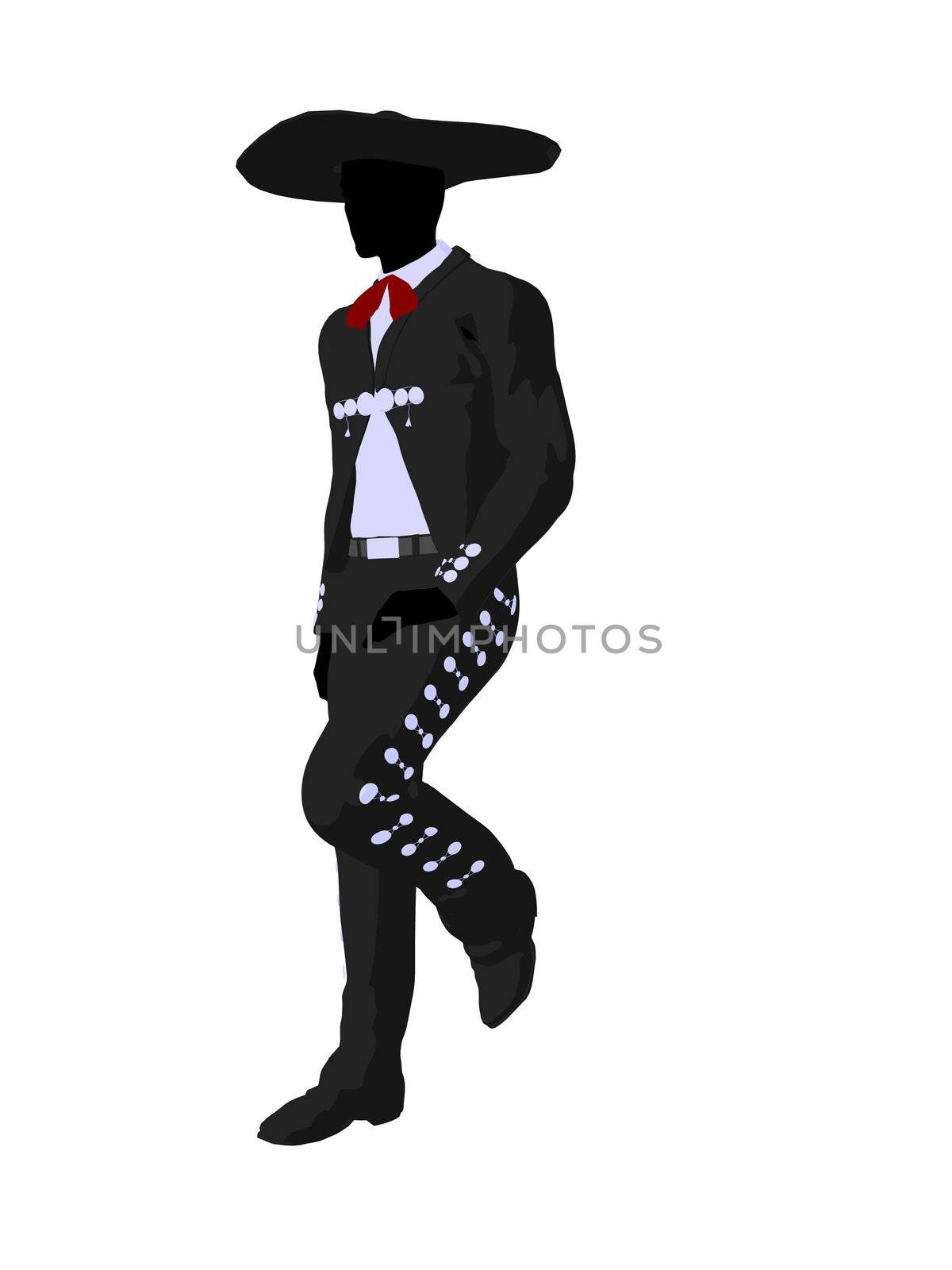 Male mariachi illustration silhouette illustration on a white background