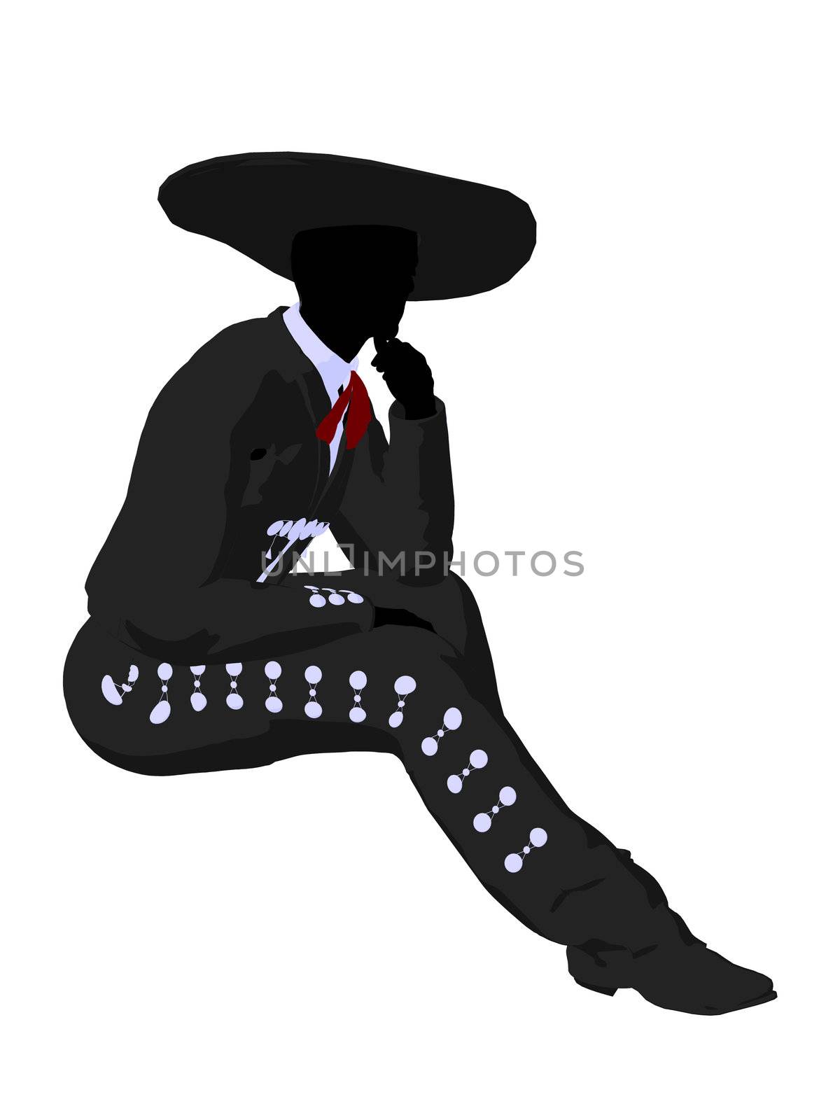 Male mariachi illustration silhouette illustration on a white background