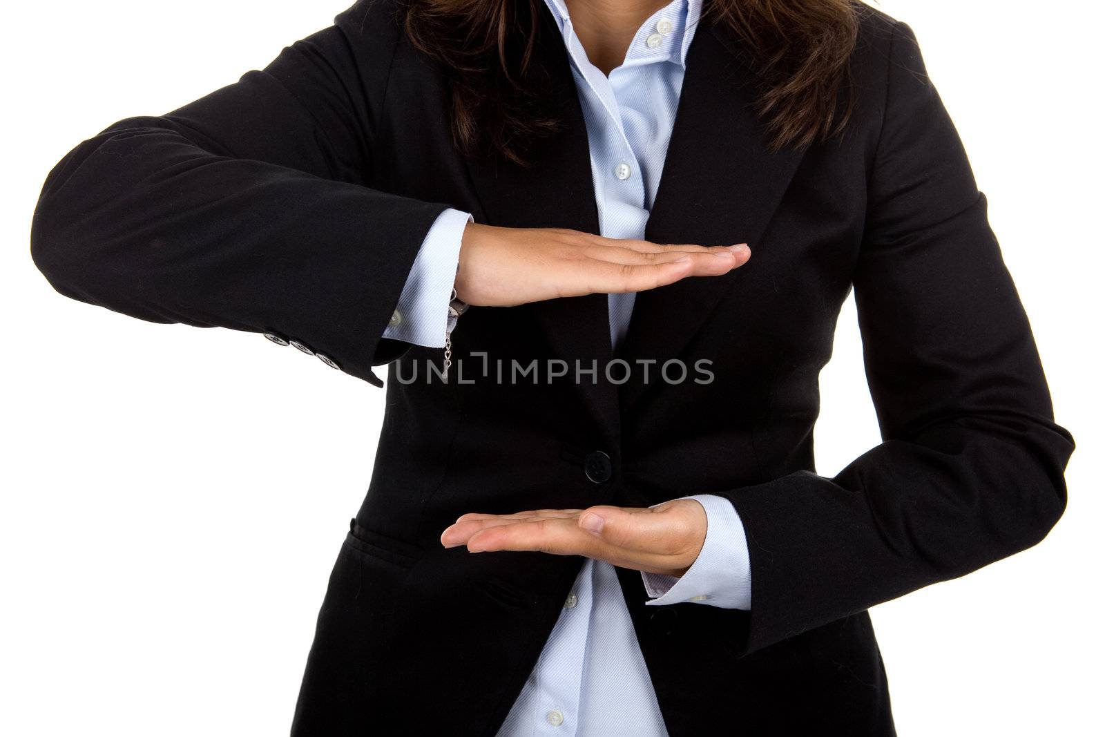 businesswoman hands close up isolated on white background