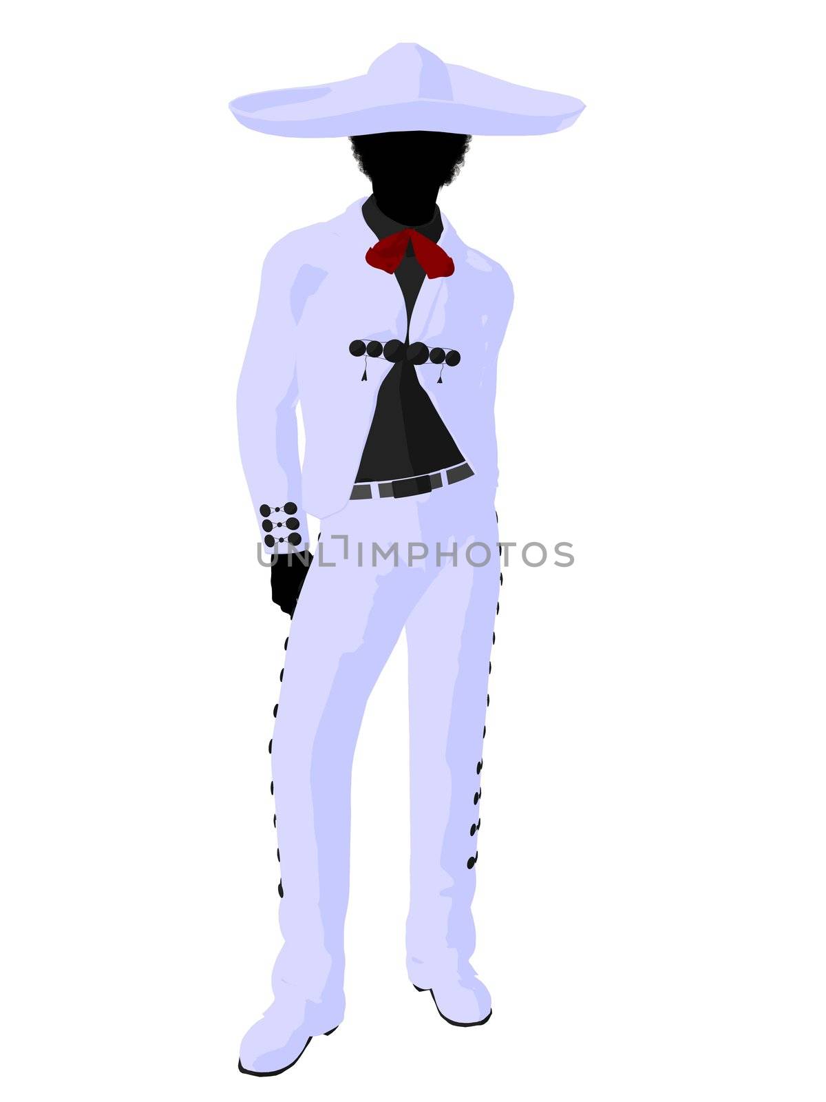 African american mariachi illustration silhouette illustration on a white background