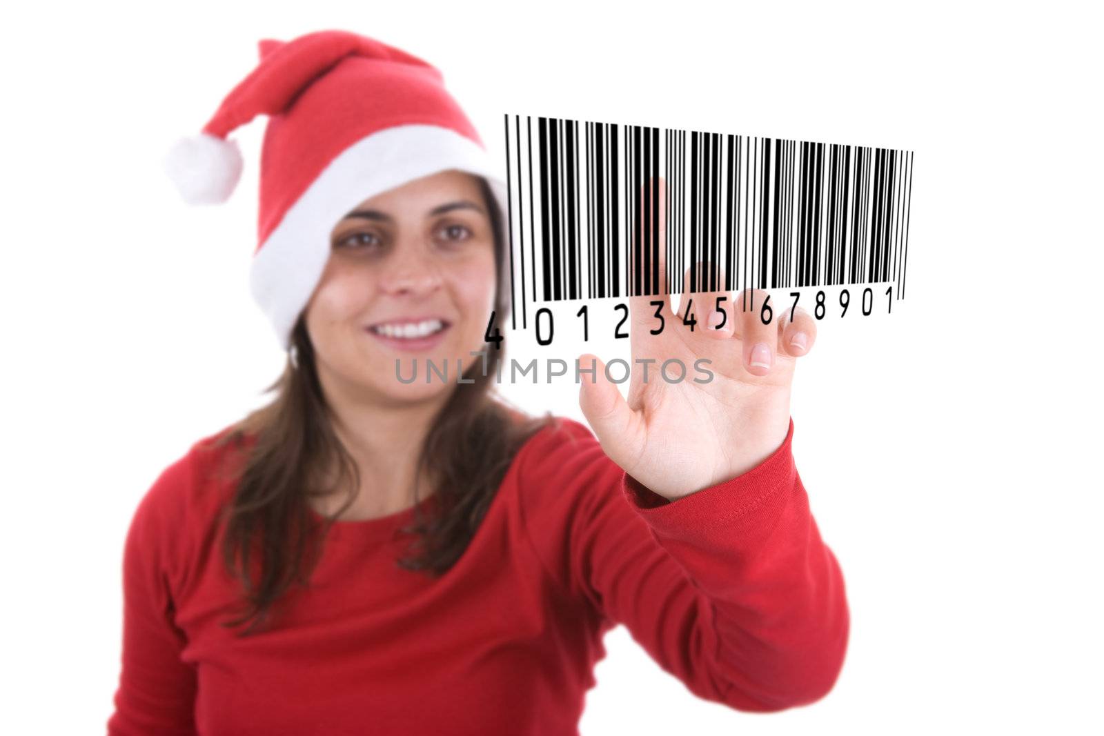 santa woman making online christmas shopping pressing barcode on by mlopes