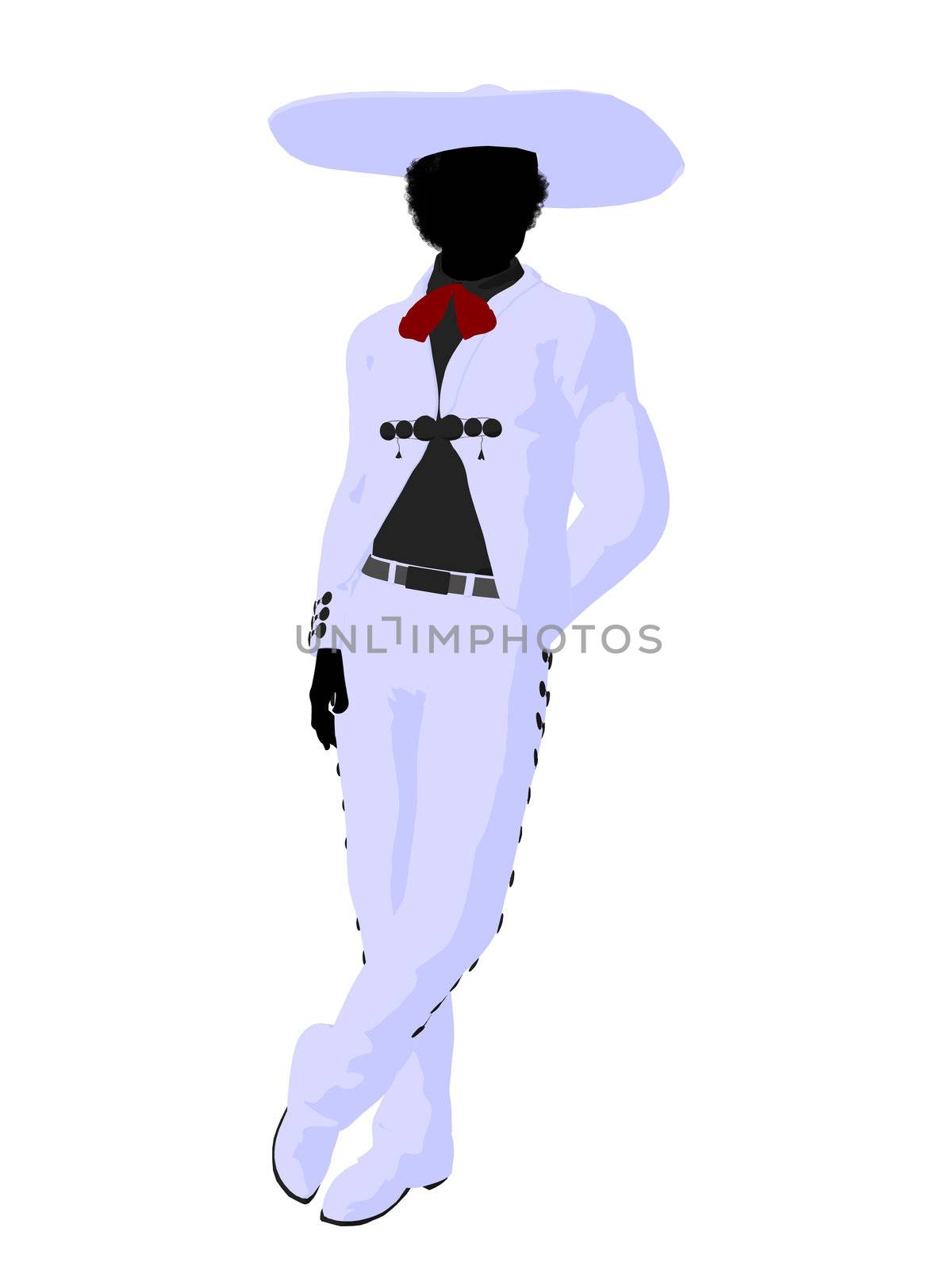 African american mariachi illustration silhouette illustration on a white background