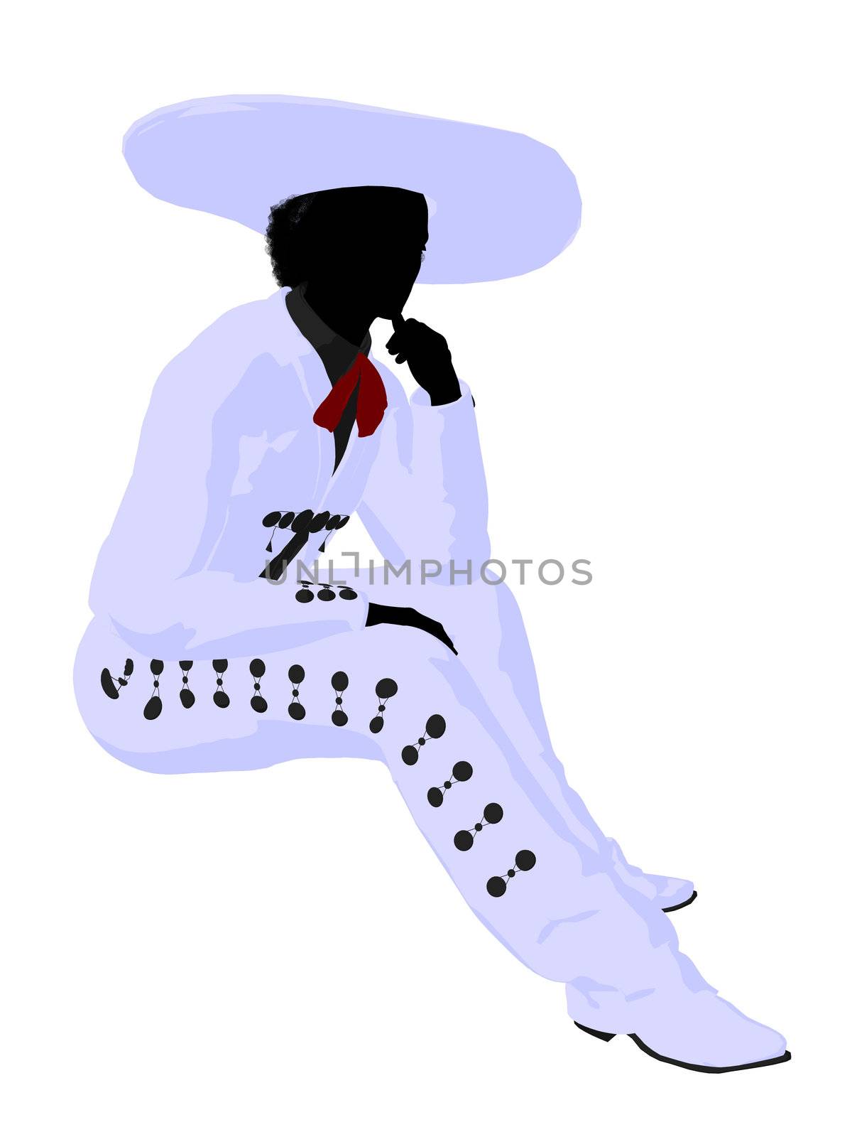 African american mariachi illustration silhouette illustration on a white background