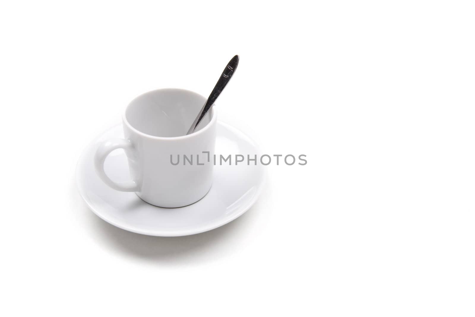 single coffee cup isolated on white background. landscape orientation.