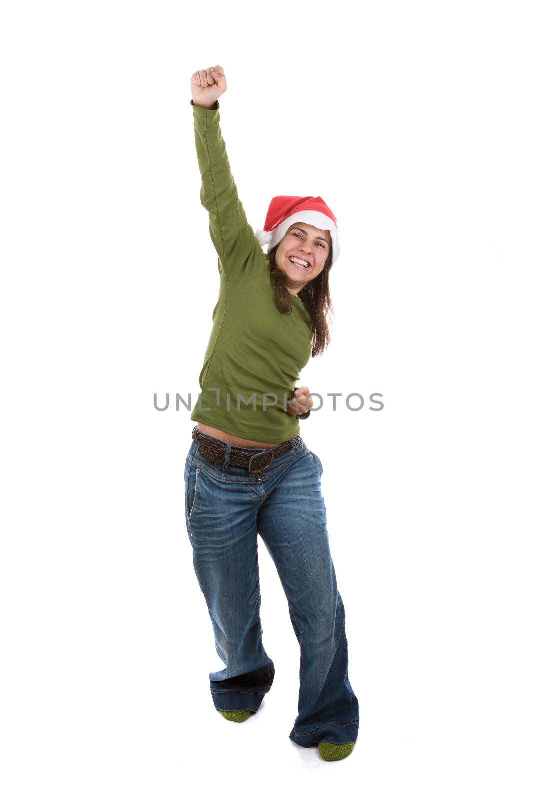 Young santa woman celebrating christmas holidays by mlopes