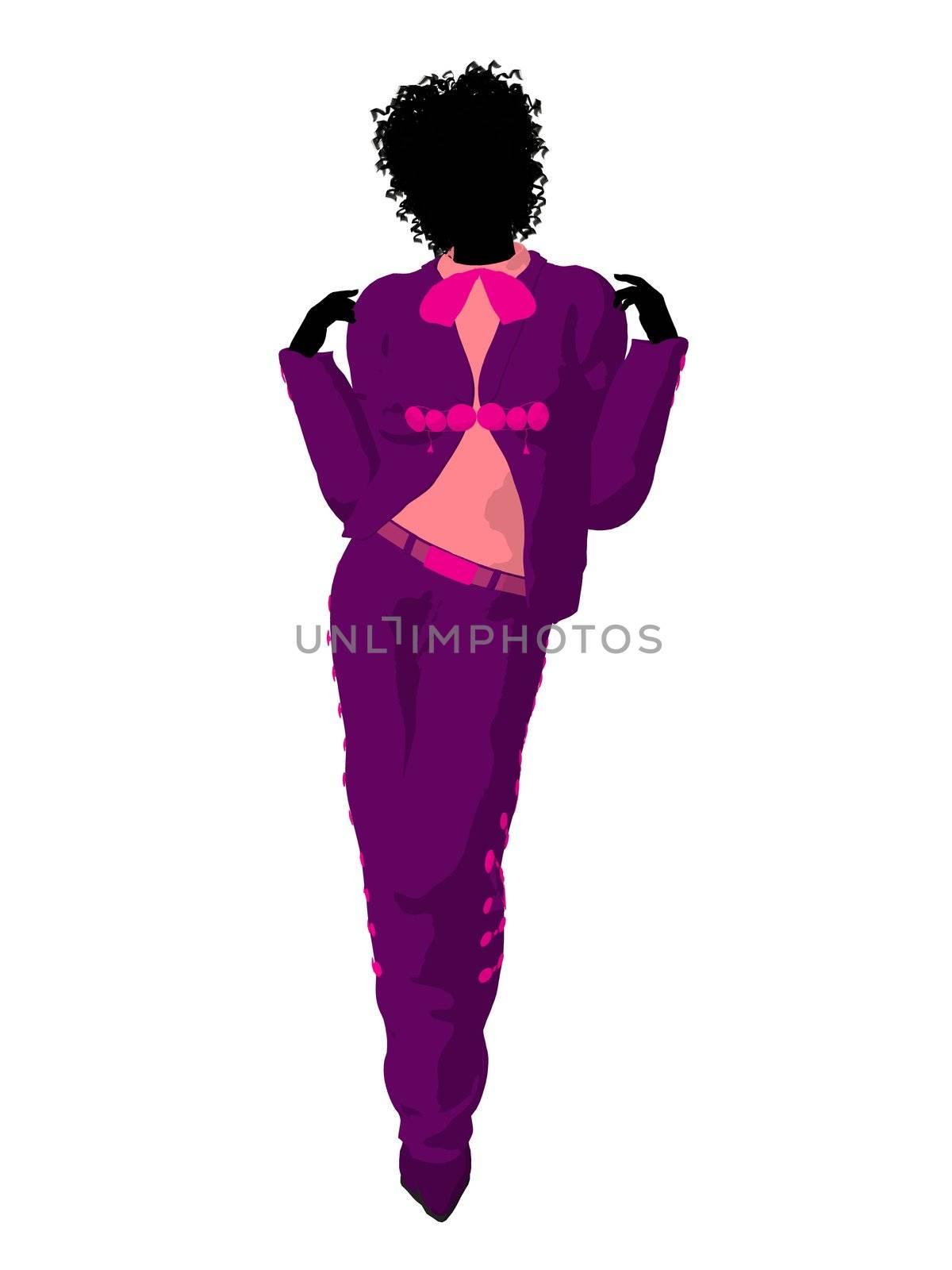African american female mariachi illustration silhouette illustration on a white background