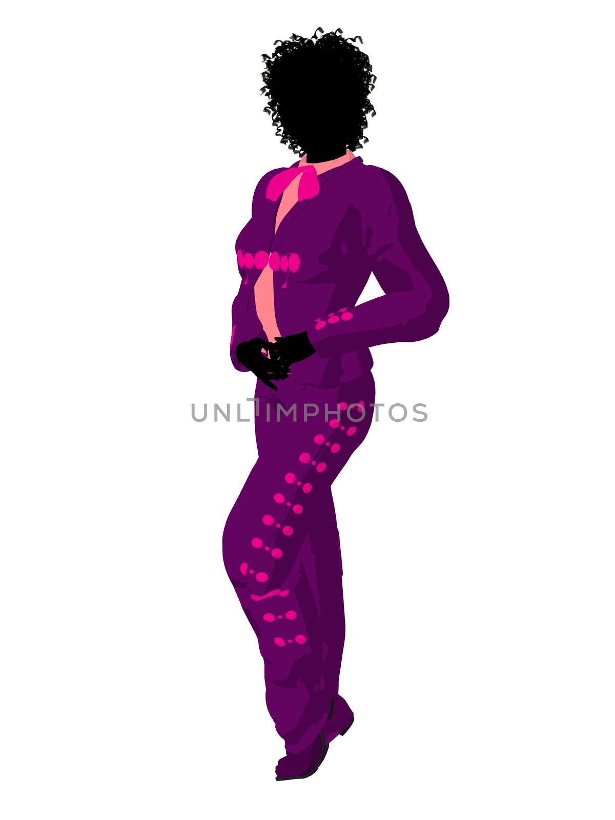 African american female mariachi illustration silhouette illustration on a white background