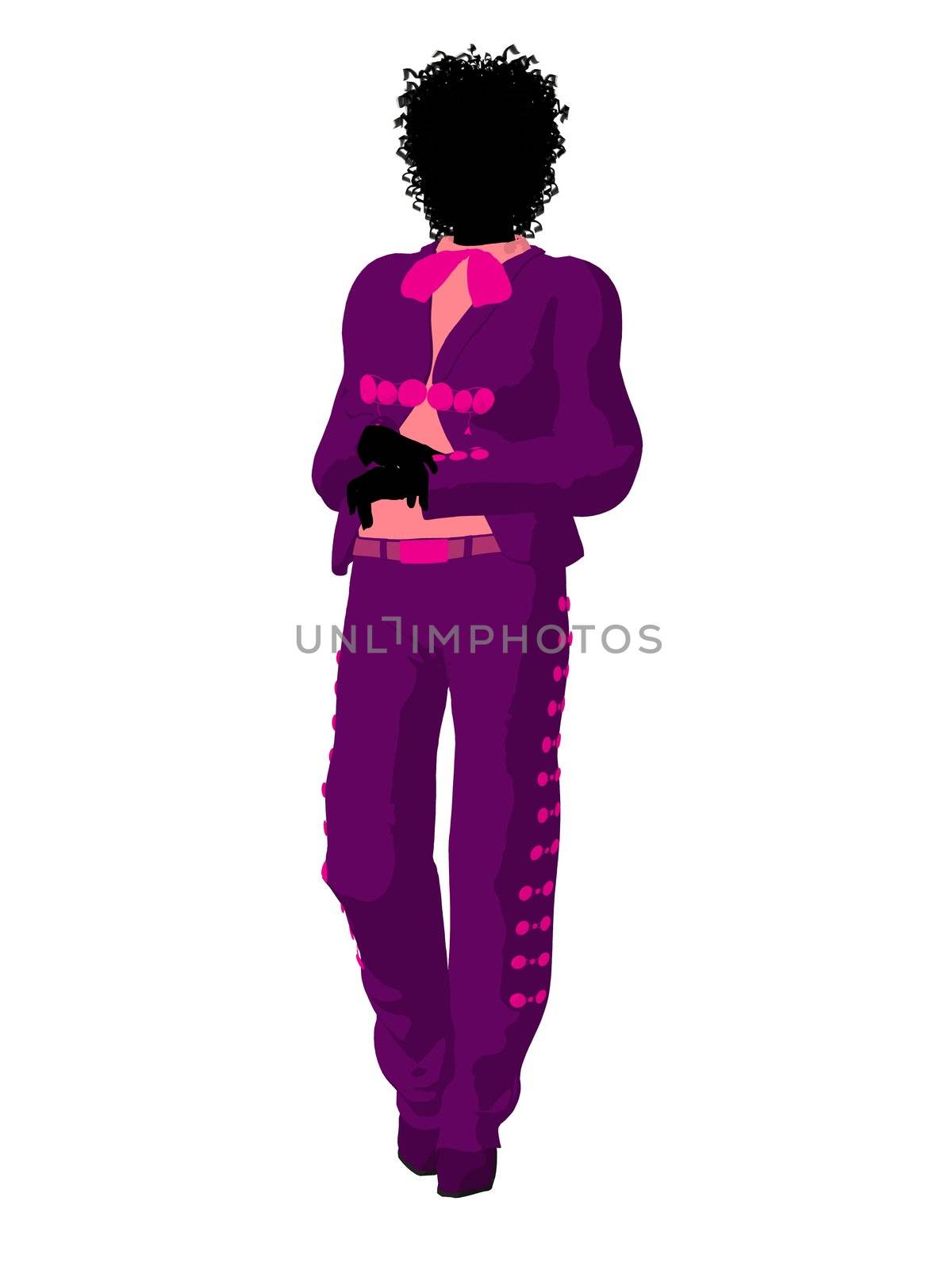 African american female mariachi illustration silhouette illustration on a white background