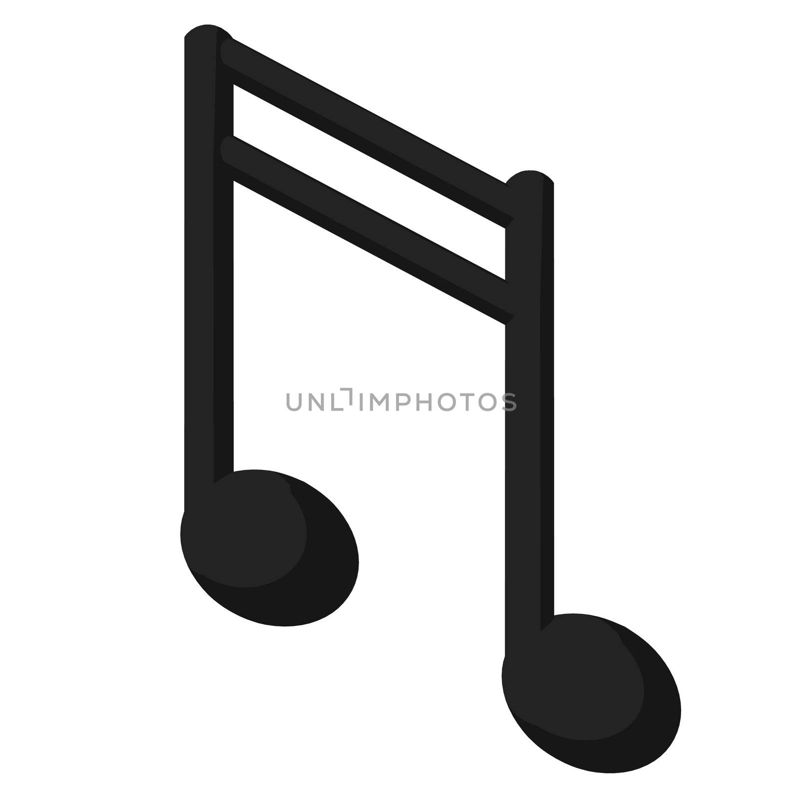 Illustration of a musical note on a white background