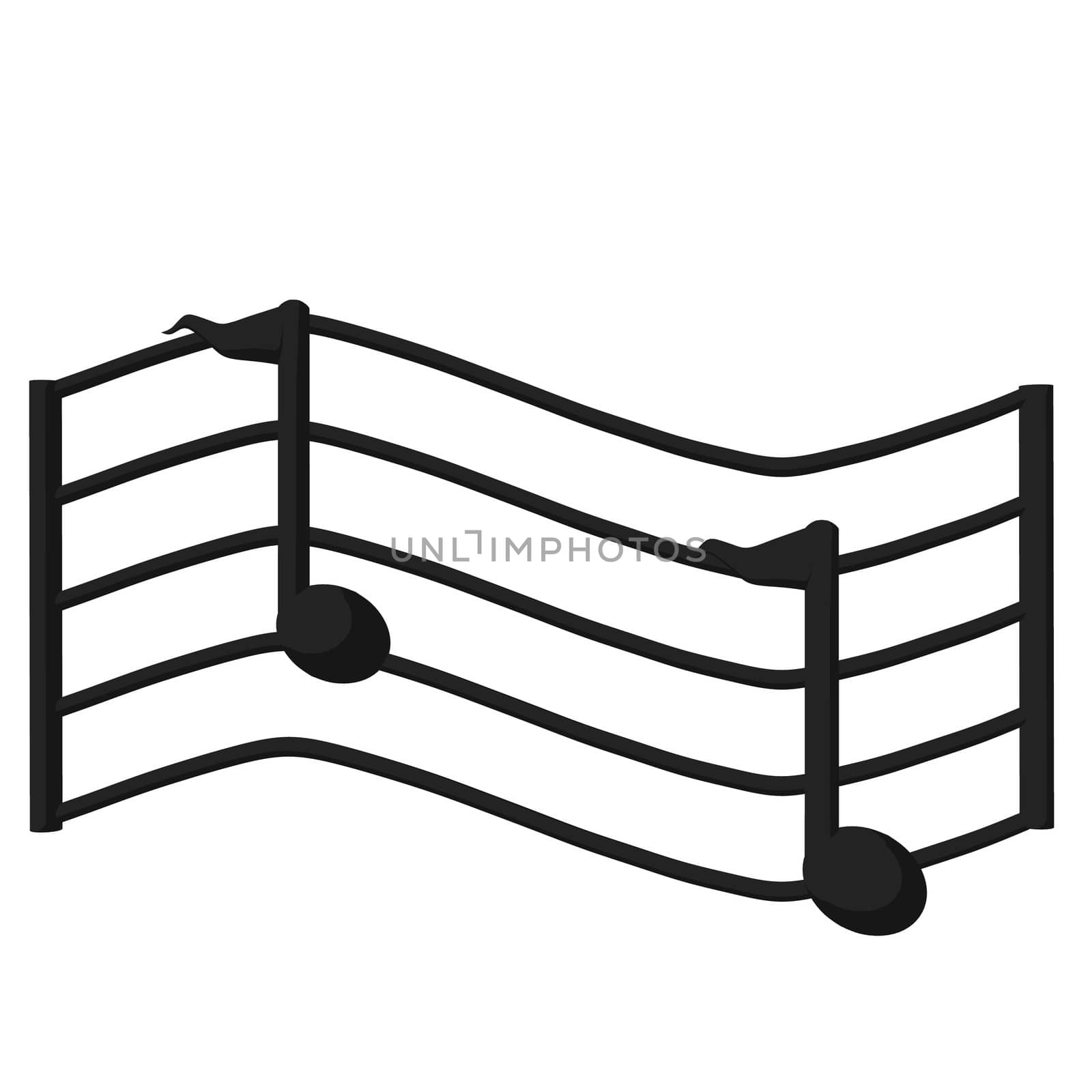 Illustration of a music scale on a white background