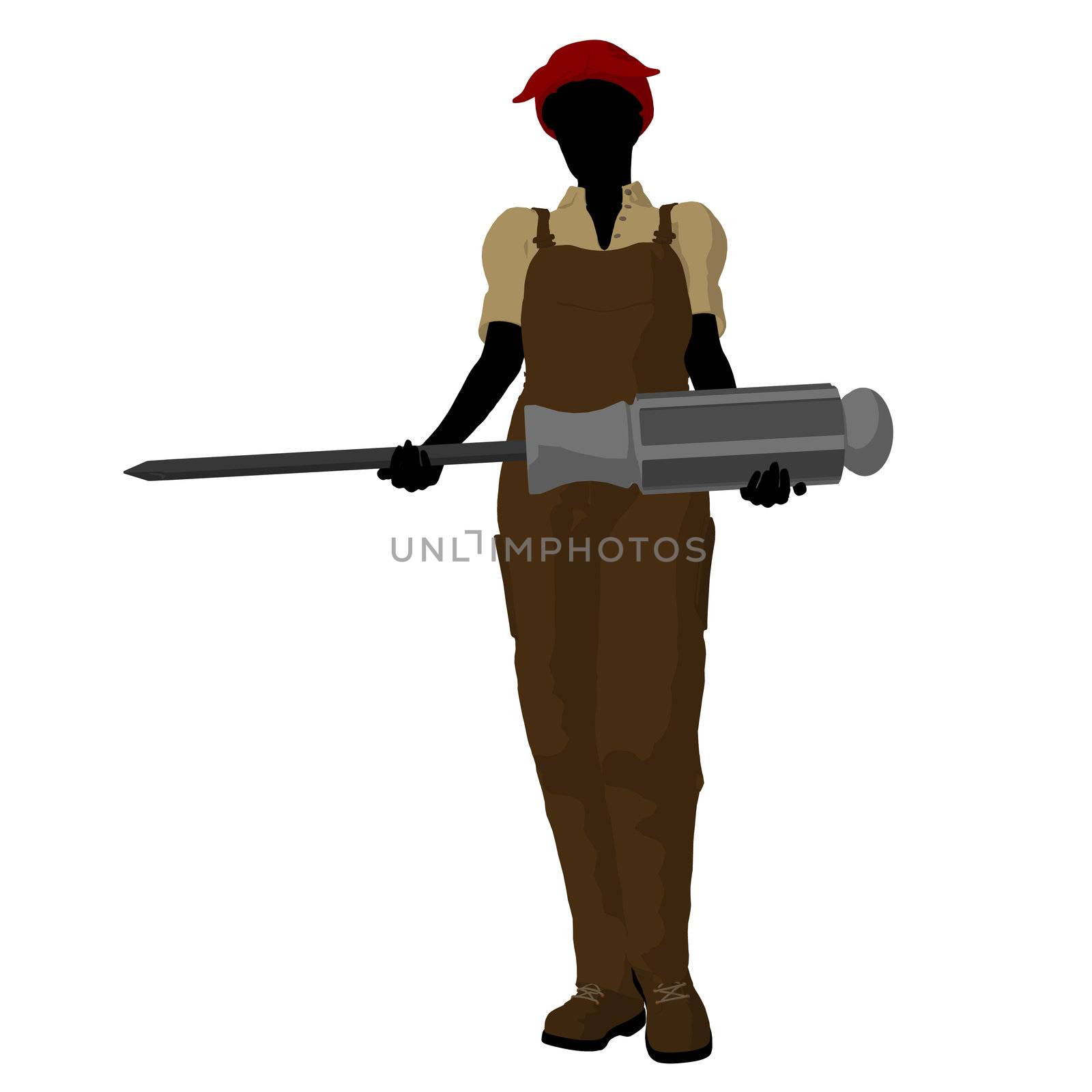 Female mechanic with a screwdriver illustration silhouette on a white background