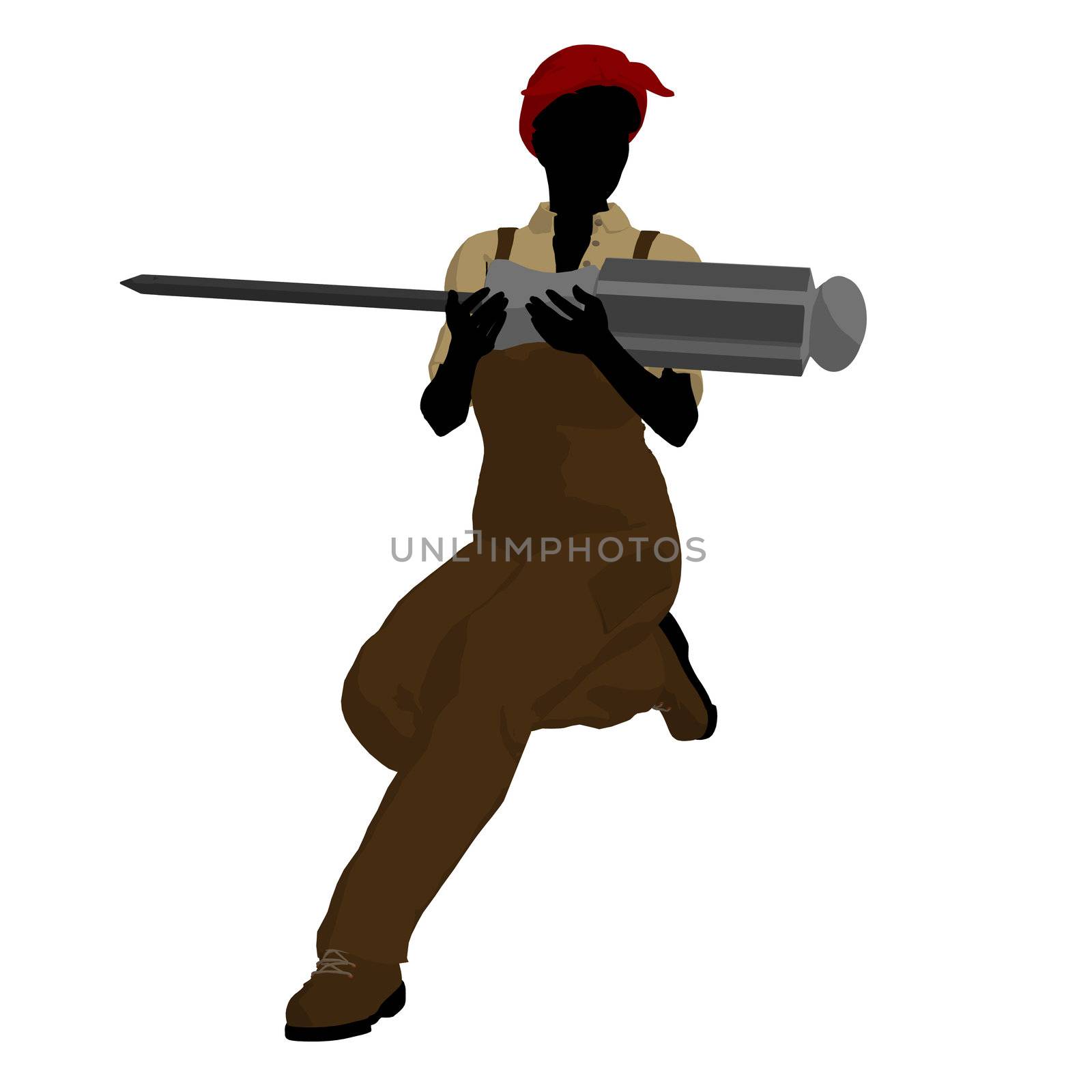 Female mechanic with a screwdriver illustration silhouette on a white background