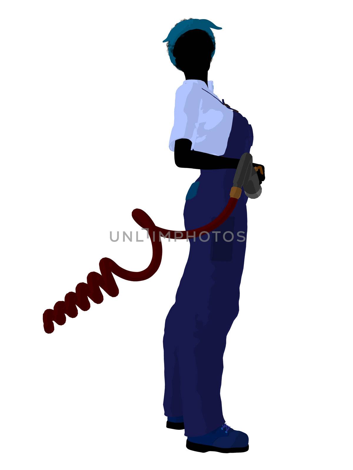 Female mechanic illustration silhouette on a white background