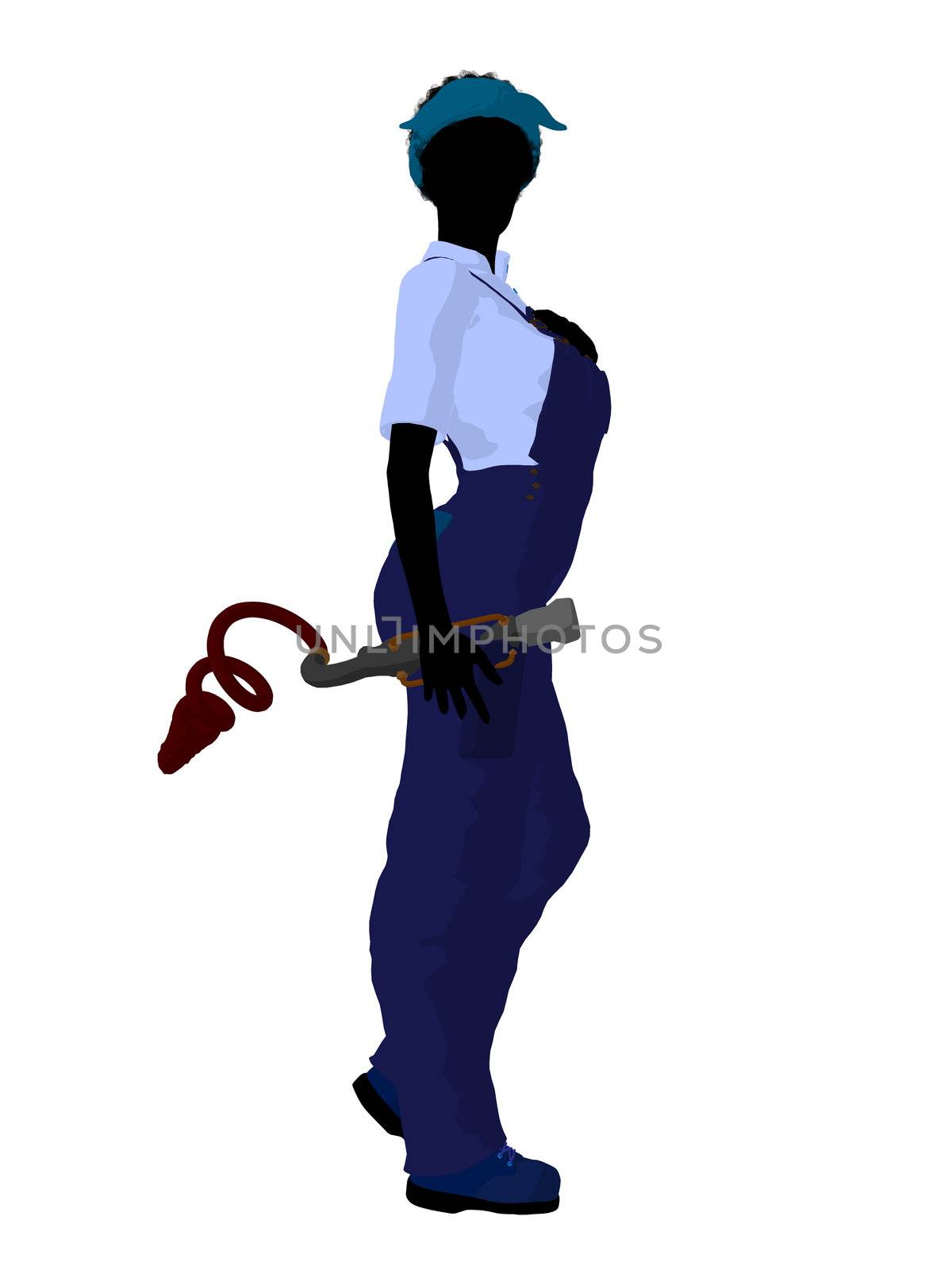 Female mechanic illustration silhouette on a white background