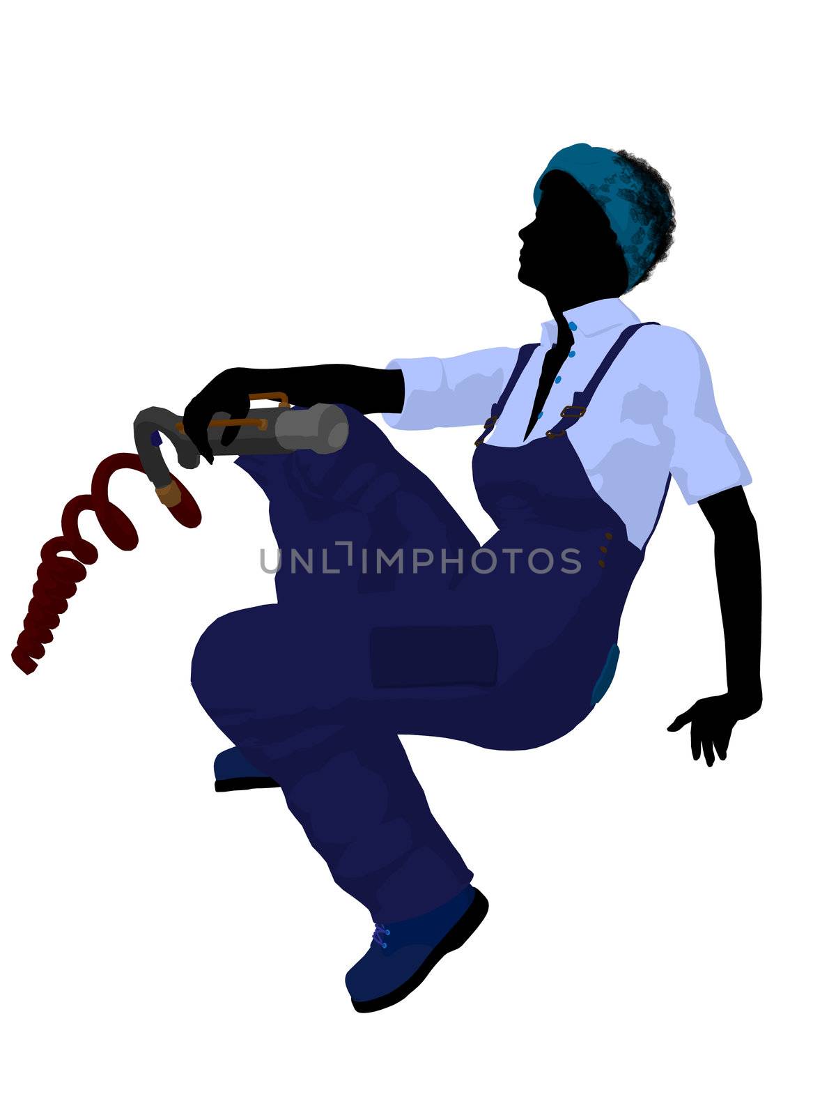 Female mechanic illustration silhouette on a white background