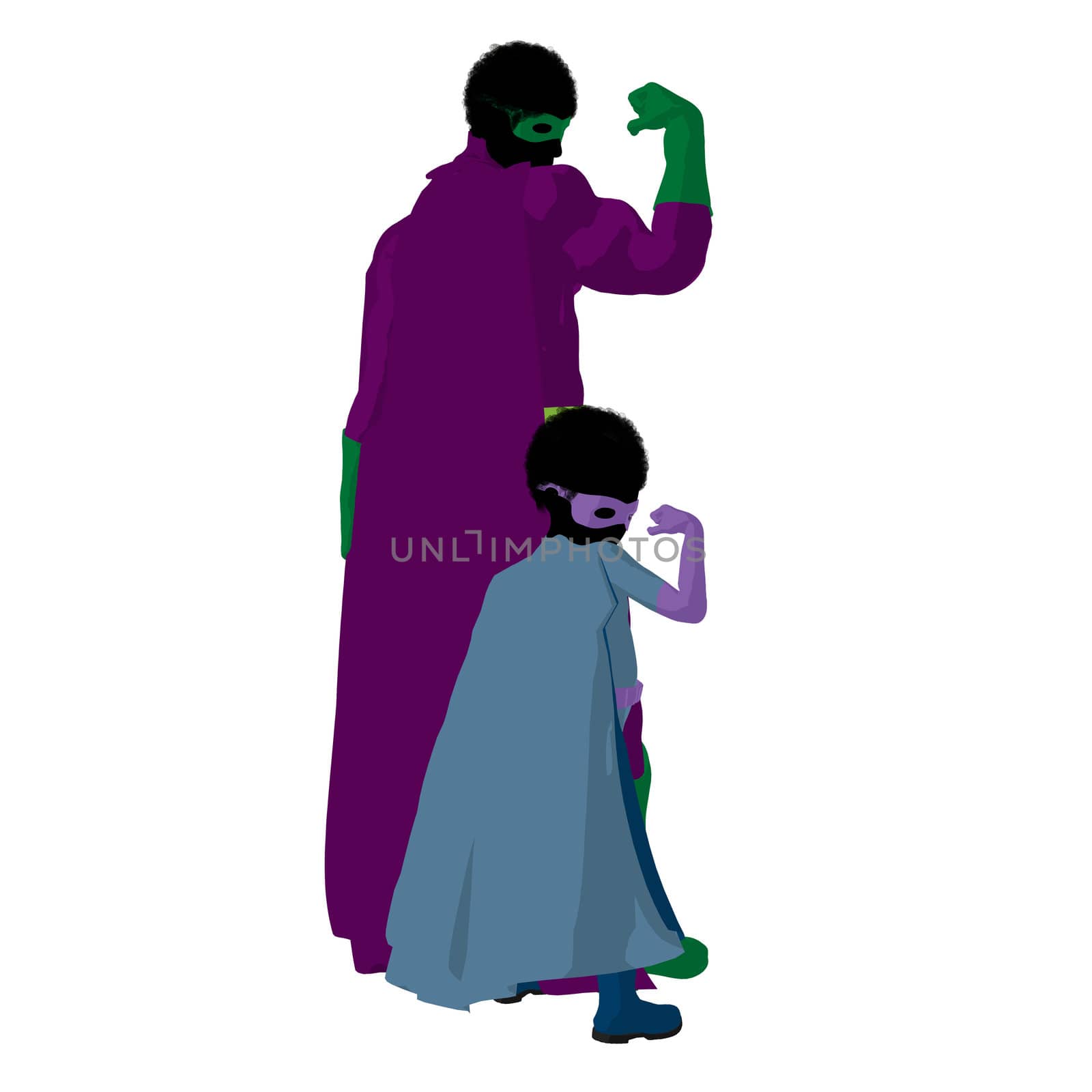 African American Super Hero Dad Illustration Silhouette by kathygold