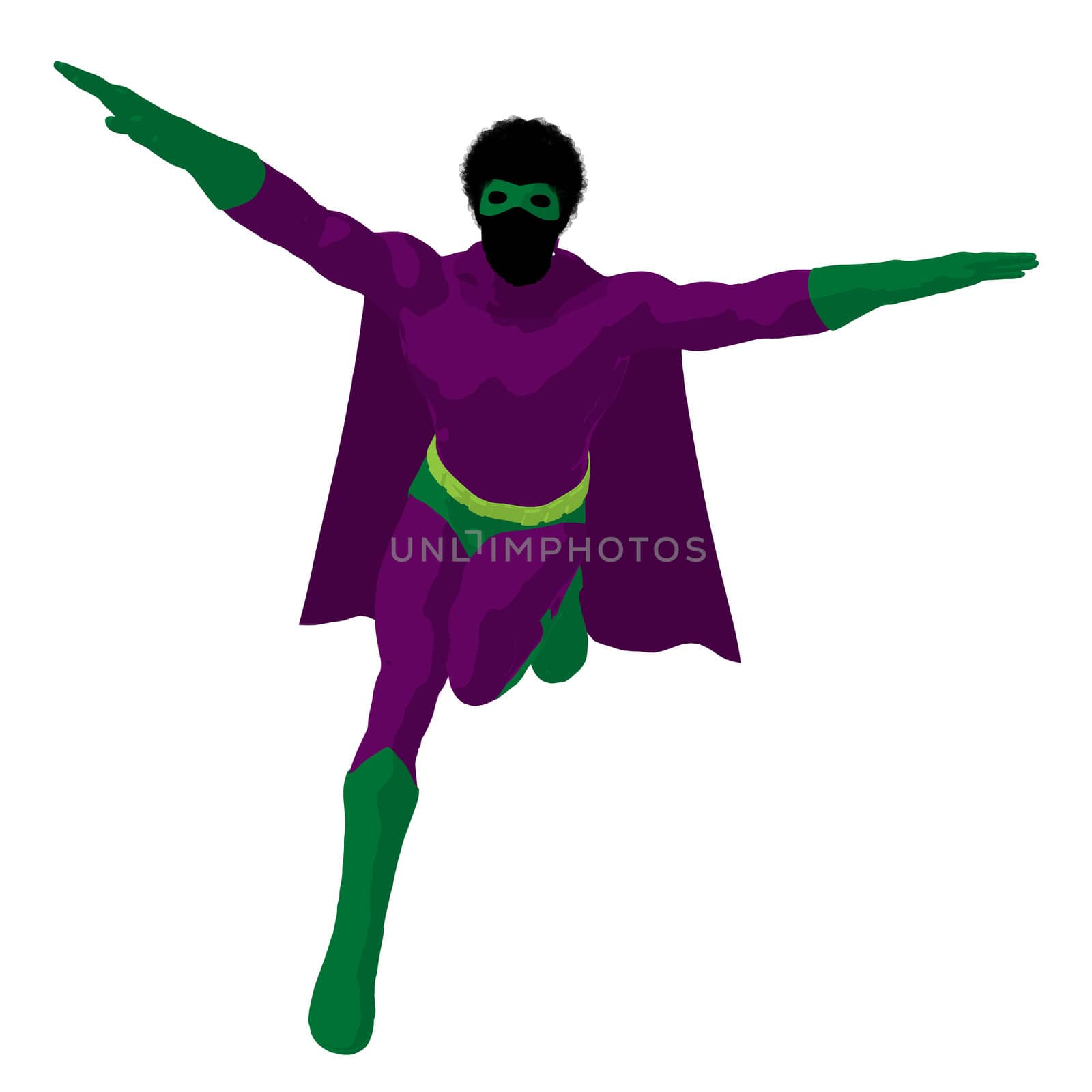 African American Super Hero Illustration Silhouette by kathygold