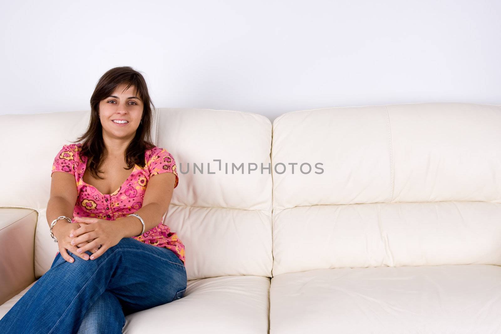 beautiful young girl on sofa by mlopes
