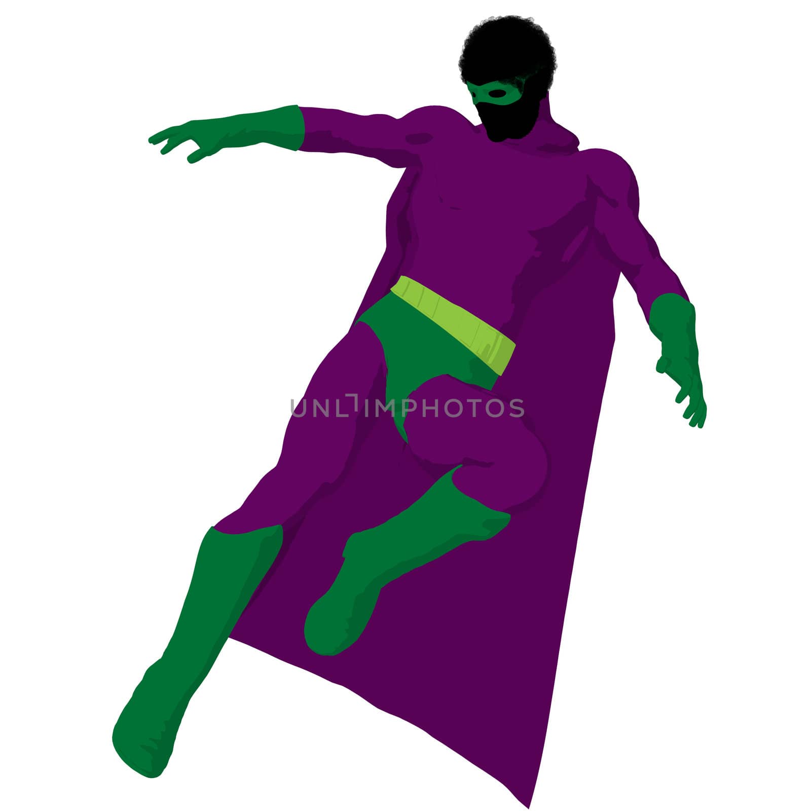African american super hero silhouette on a white background