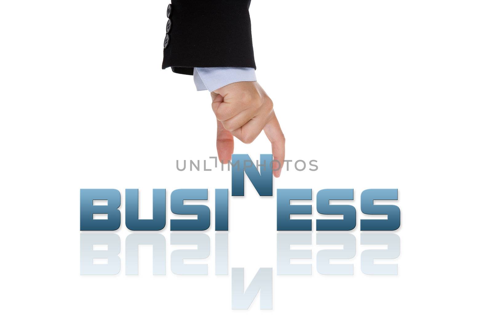 business concept with hand holding the business word by mlopes