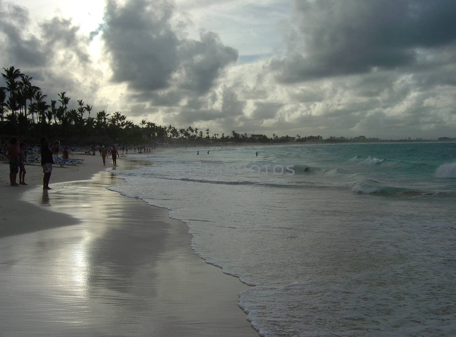 The beach at Punta Cana, Dominican Republic shot at dusk.