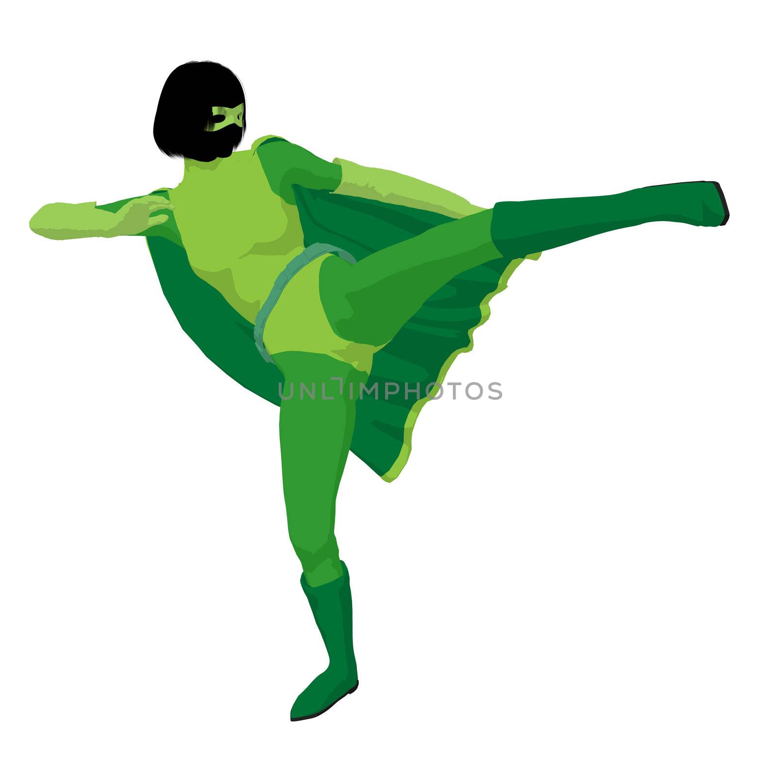 Super heroine silhouette on a white background