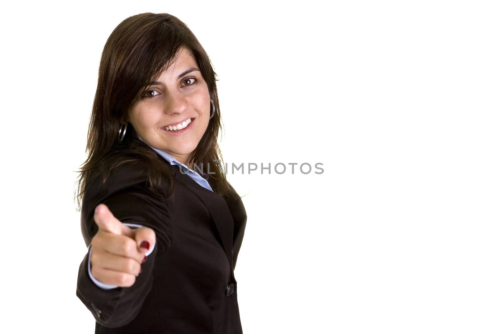 young businesswoman pointing to you by mlopes
