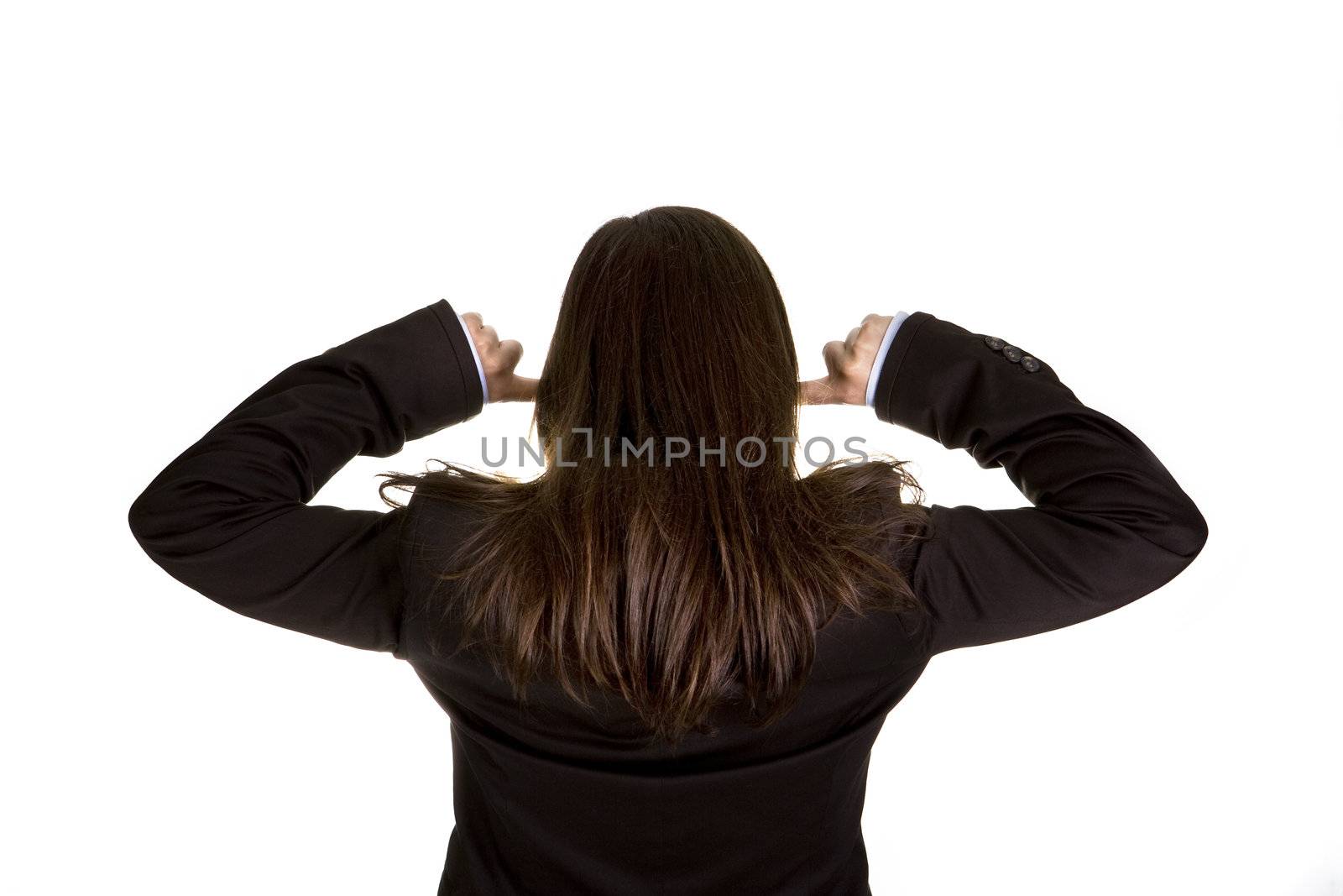 businesswoman with both fingers in the ears by mlopes